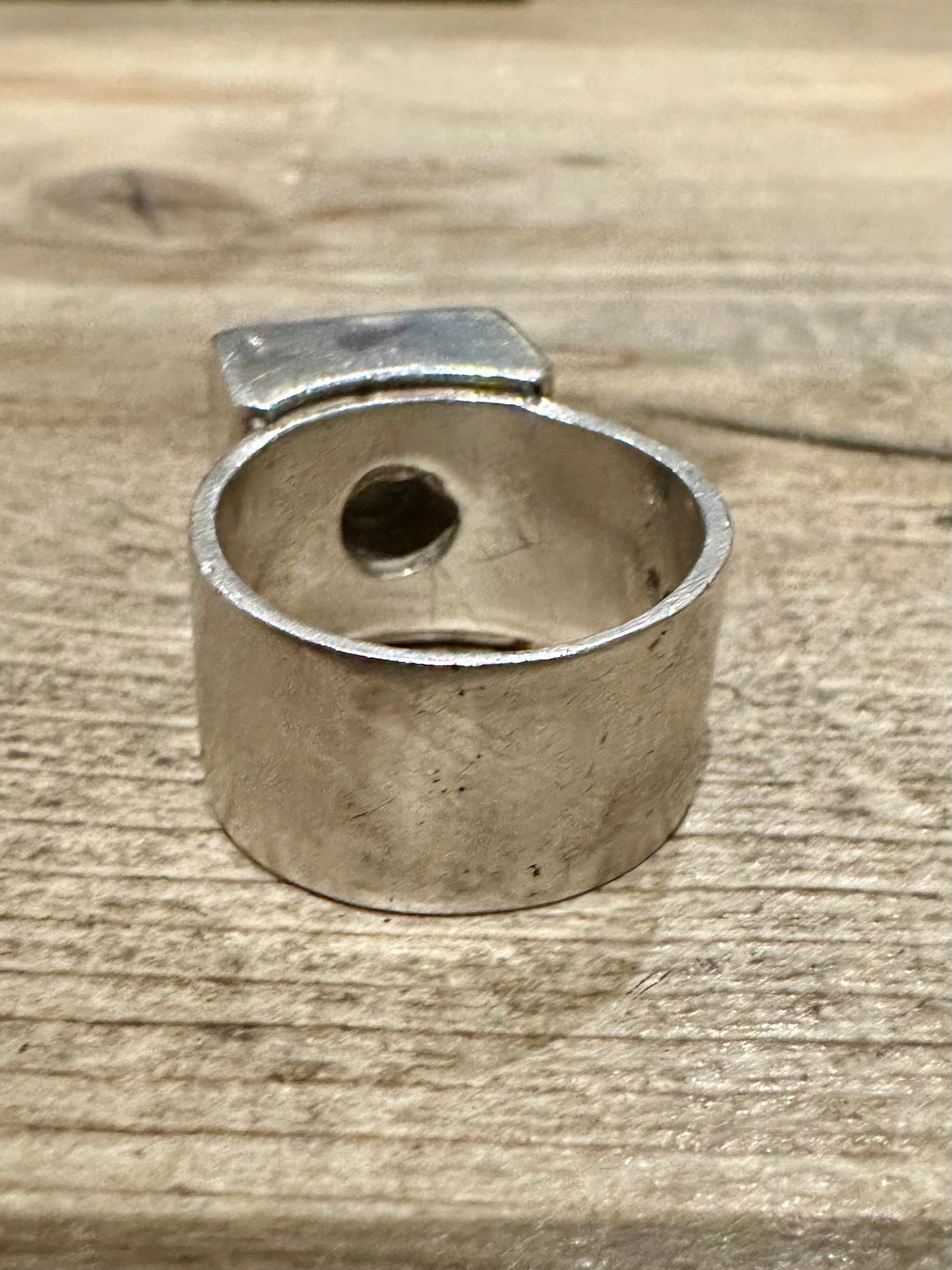 Vintage Square Lapis Chunky 925 Silver Size P1/2 Ring