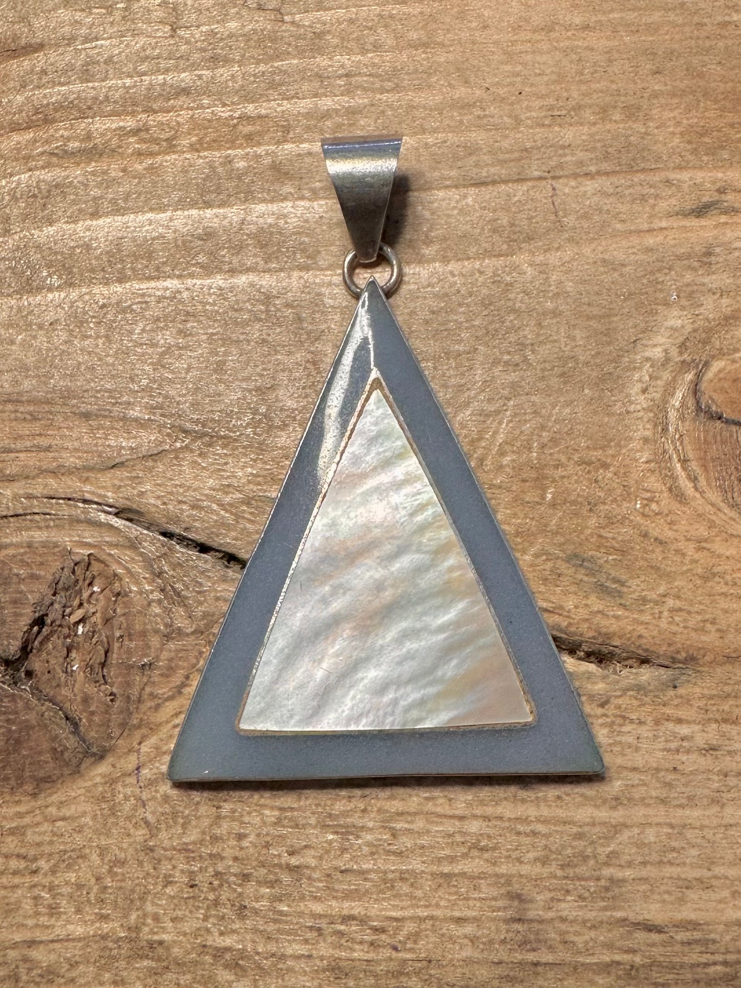 Abstract Mother of Pearl Triangle 925 Silver Pendant