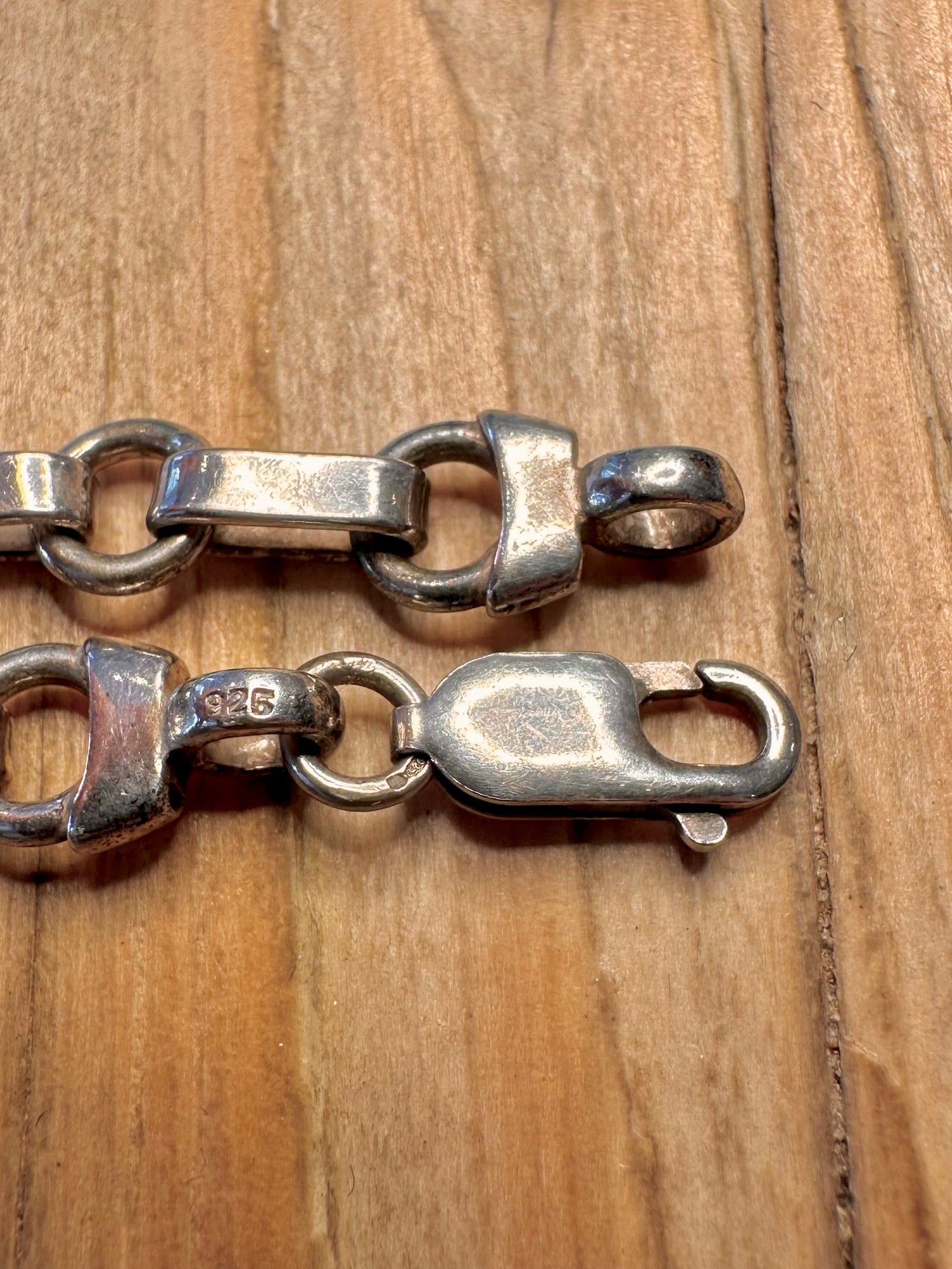 Vintage Abstract Chain Link 925 Sterling Silver 7.8 inch Bracelet