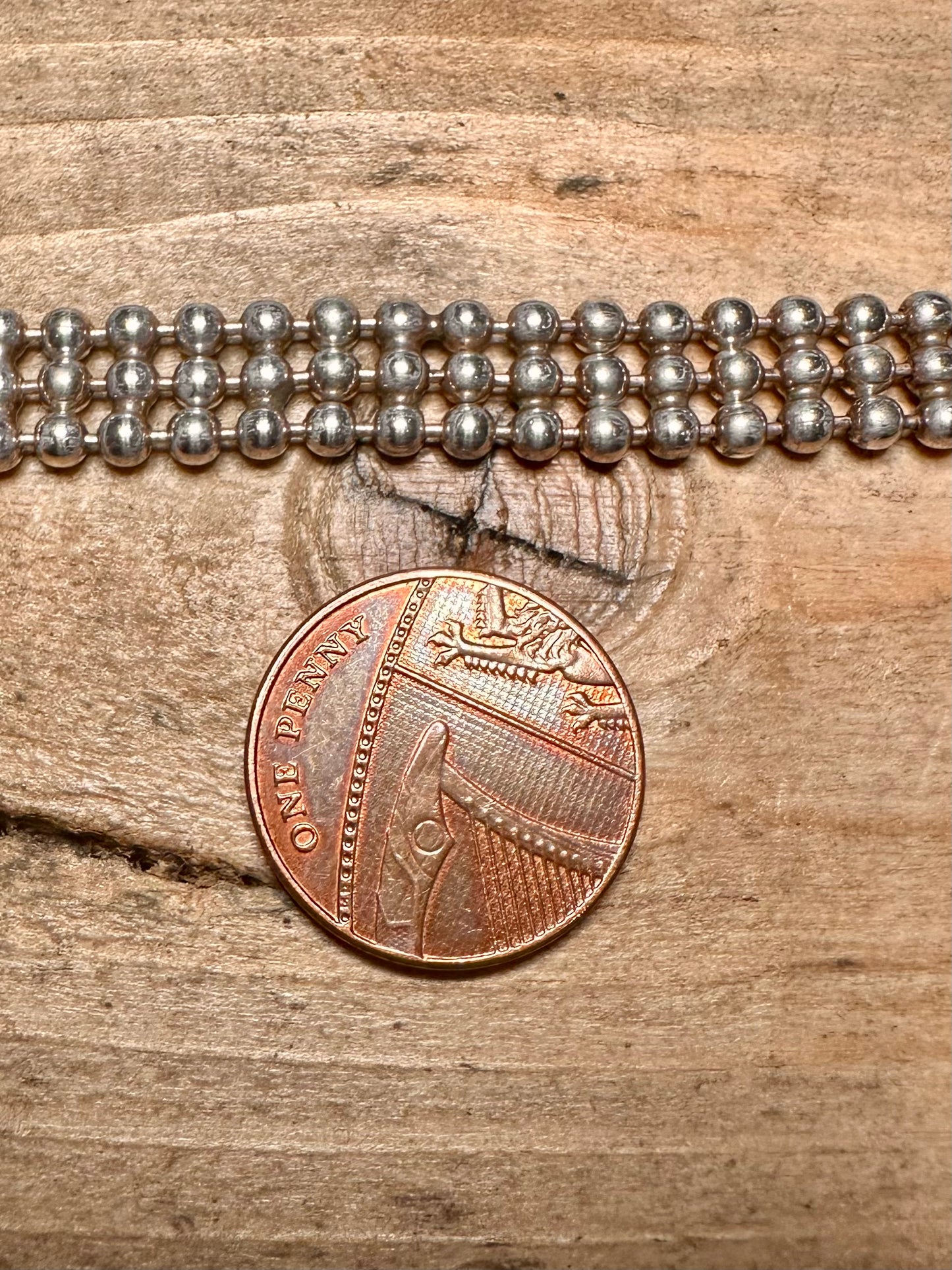 Vintage 1987 Ball Chain Link 925 Silver 7.4 inch Bracelet