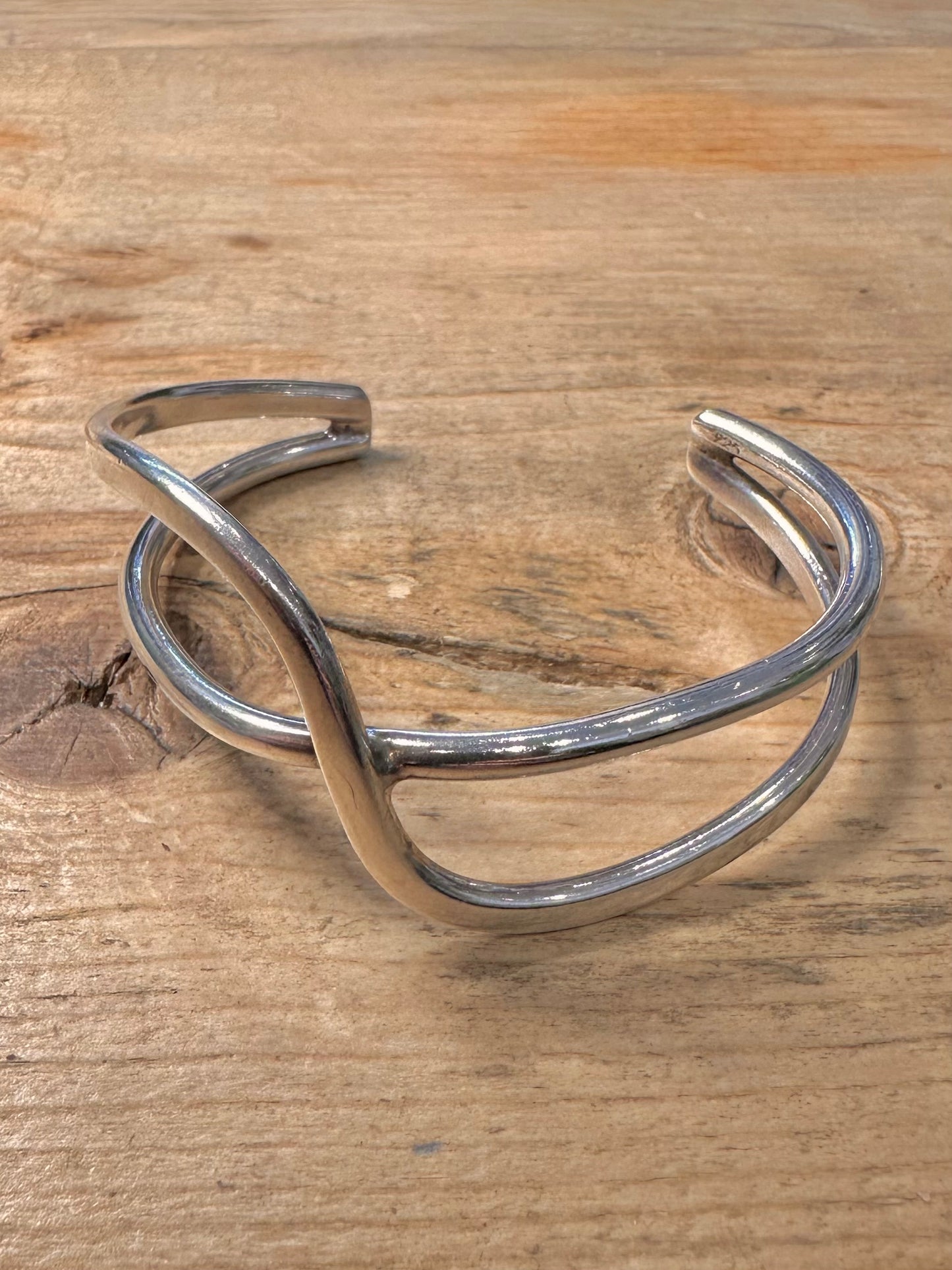 Abstract Overlapping Cuff 925 Silver Bangle