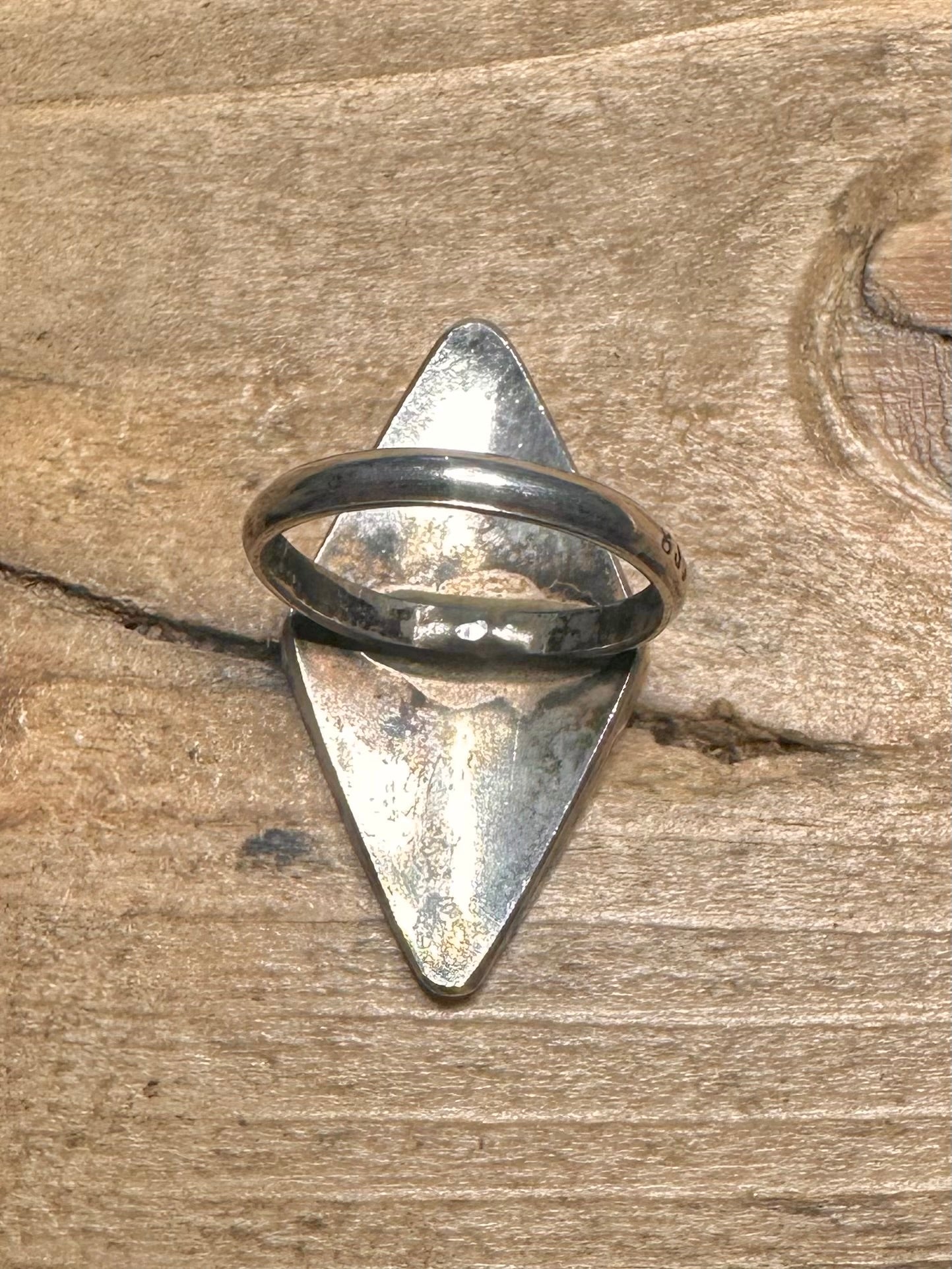 Vintage Unique Diamond Shape 830 Silver Size J1/2 Ring