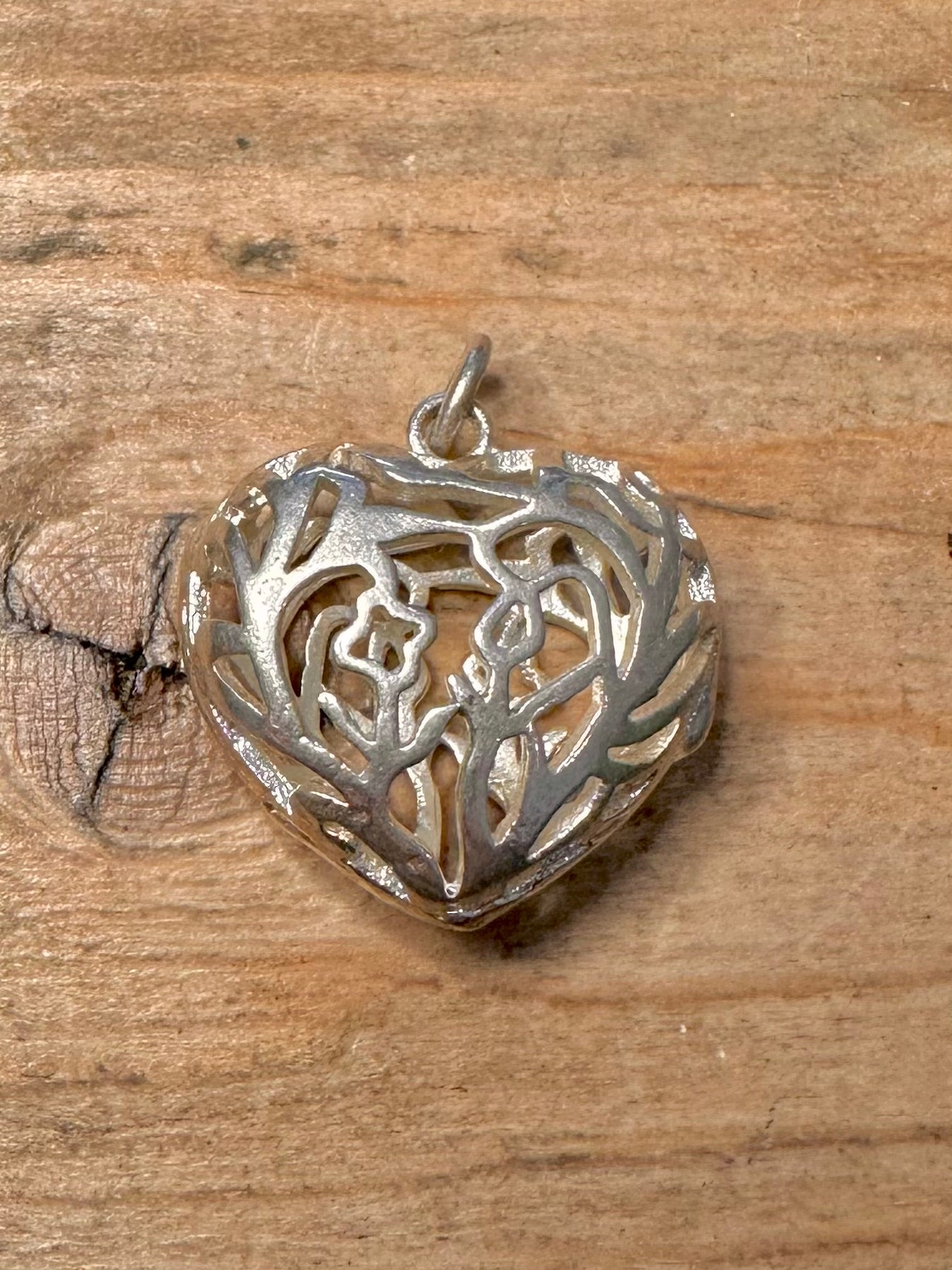 Vintage Filigree Heart 925 Silver Pendant