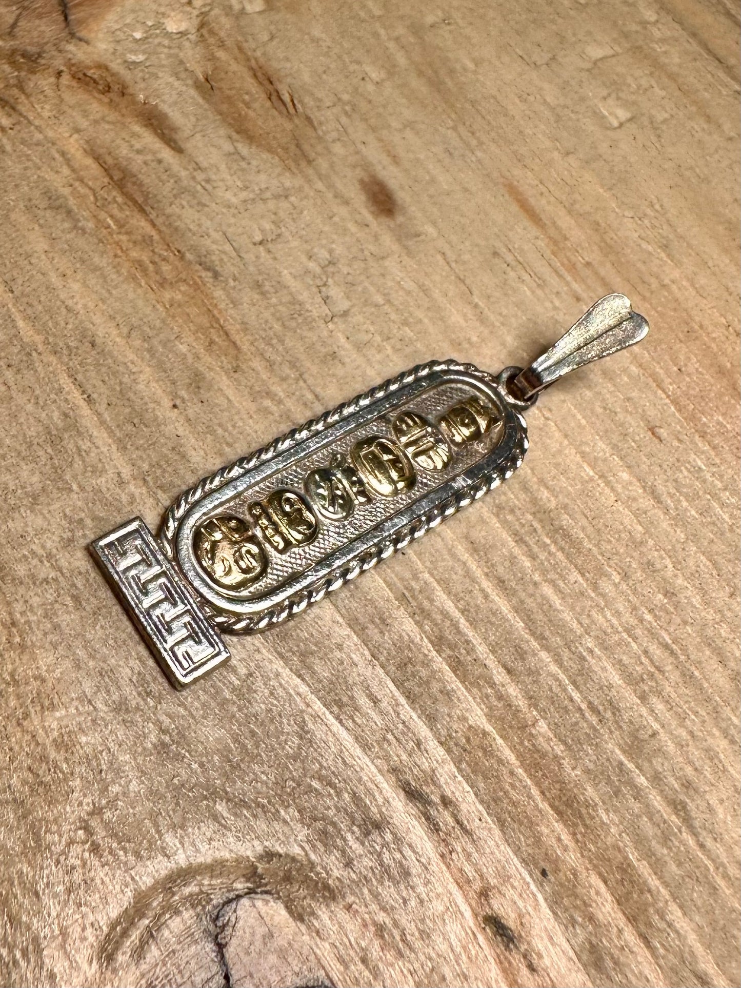 Vintage Ora Mayan Cartouche Gold Parts and 925 Silver Pendant