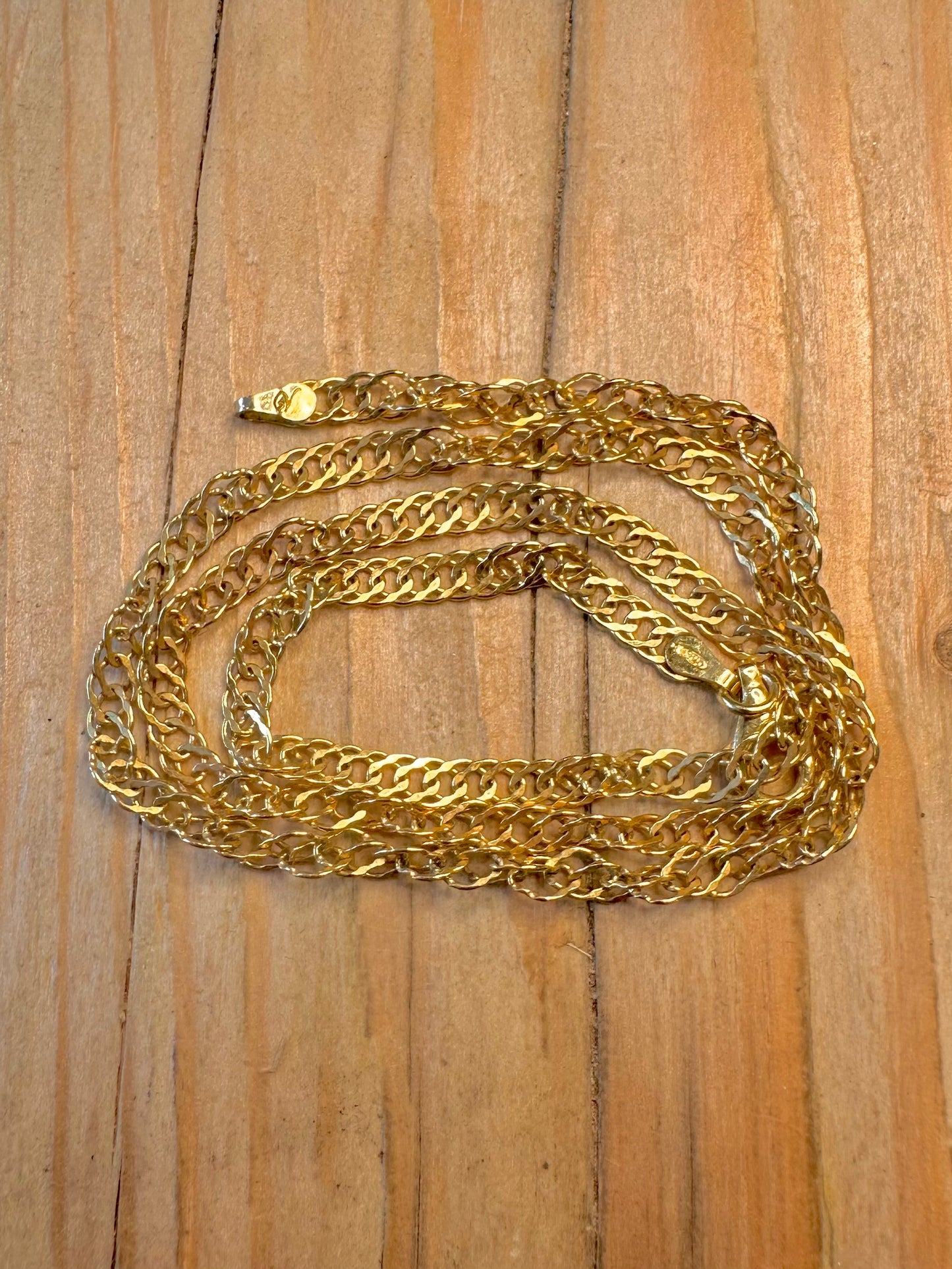Vintage Twisted Chain Gold on 925 Silver 17.6 inch Necklace