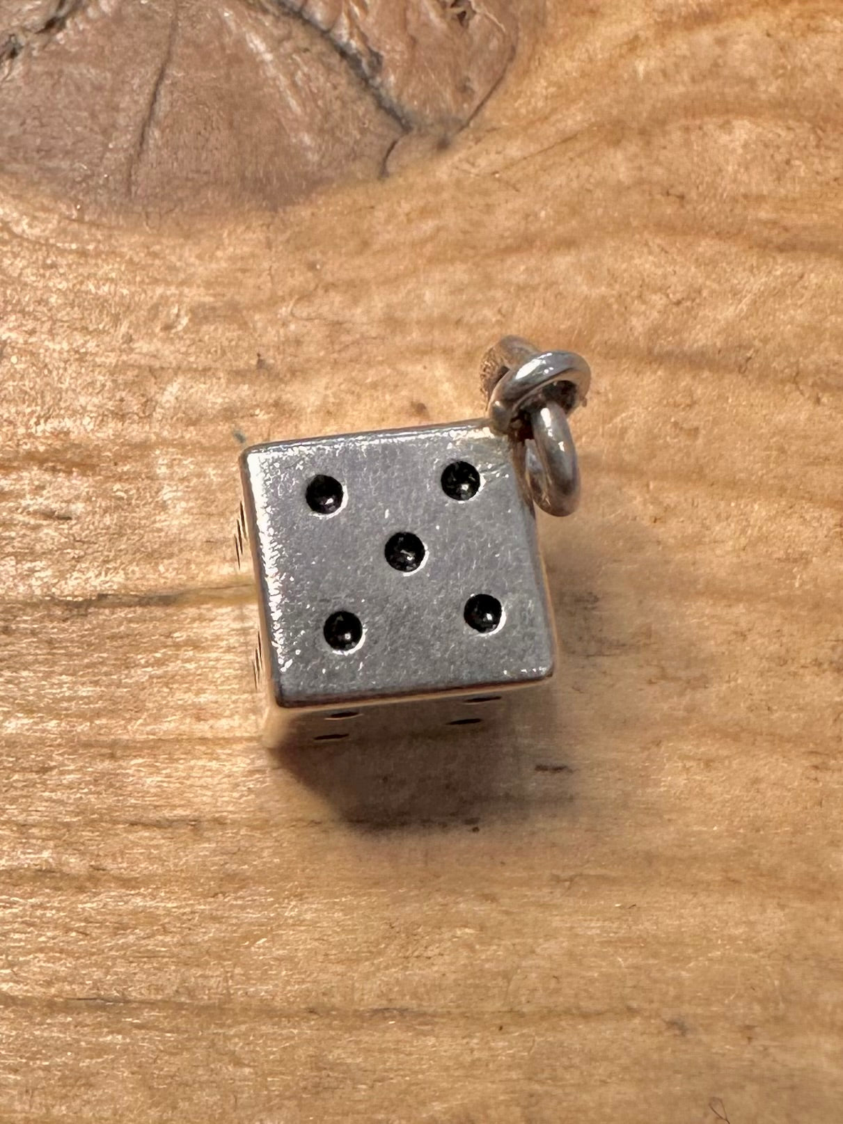 Vintage Dice 925 Silver Charm Pendant