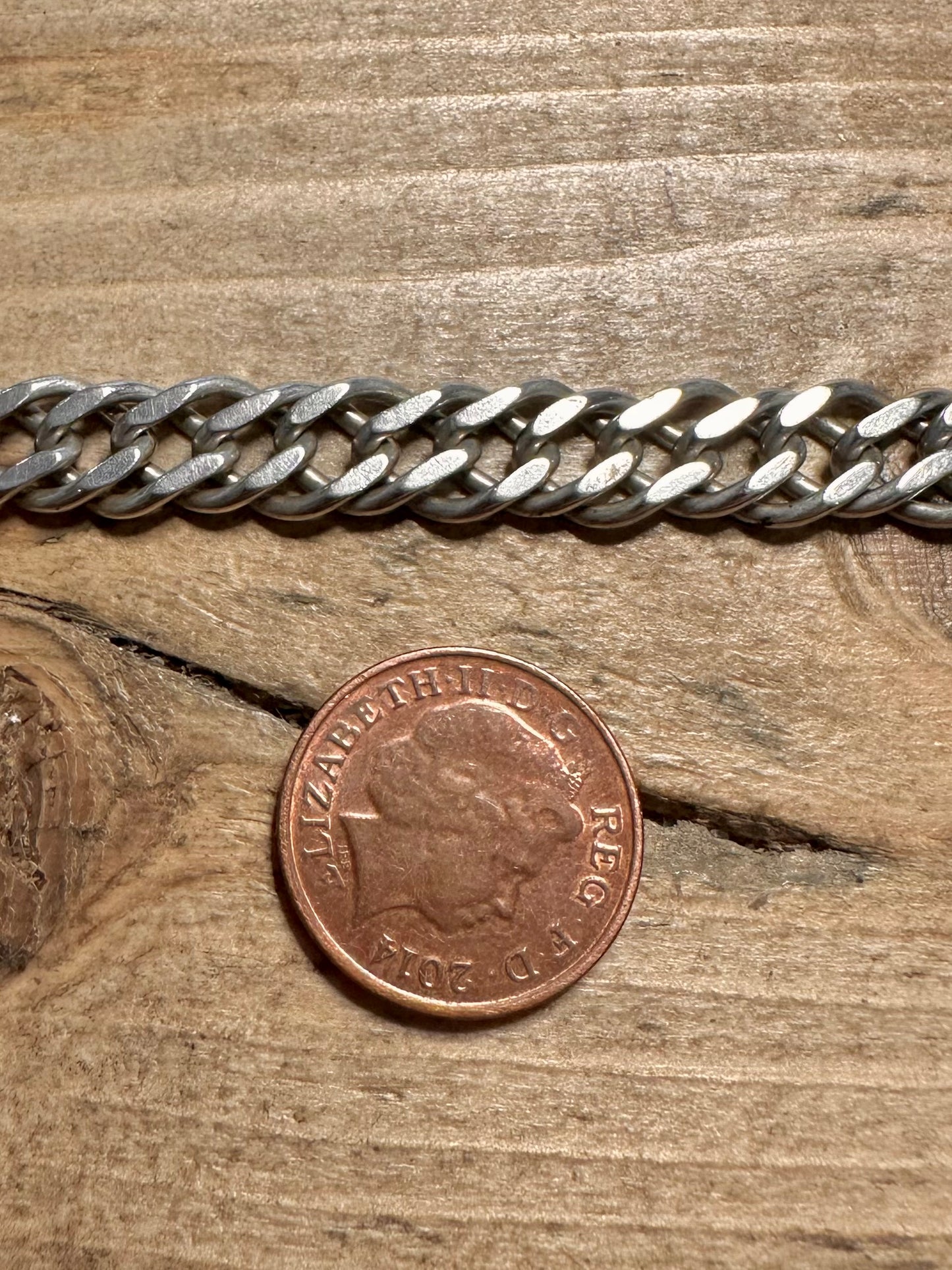 Vintage Double Link Curb Chain 925 Silver 7.5 inch Bracelet