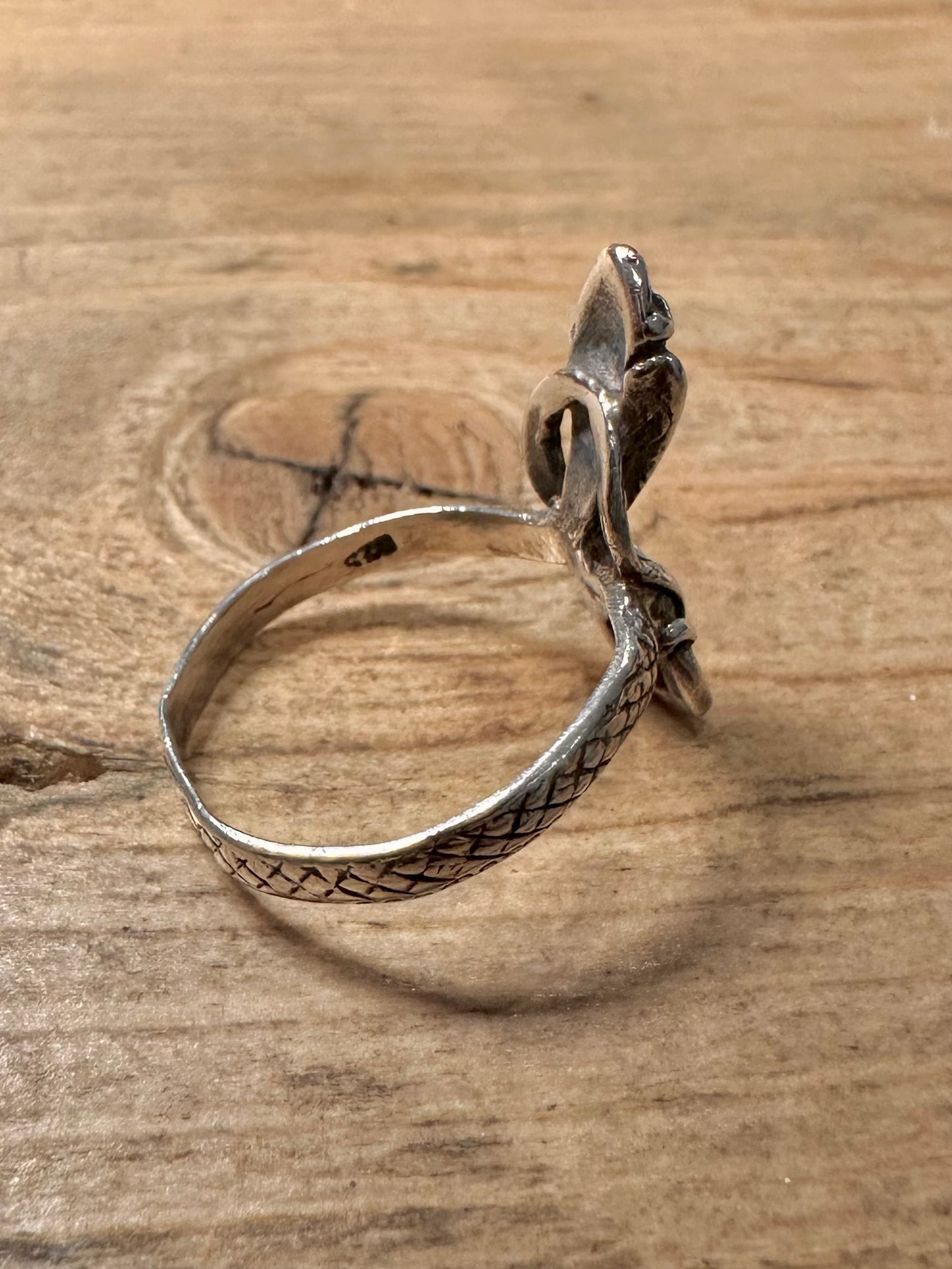 Vintage Snake Coiled 925 Silver Size P Ring