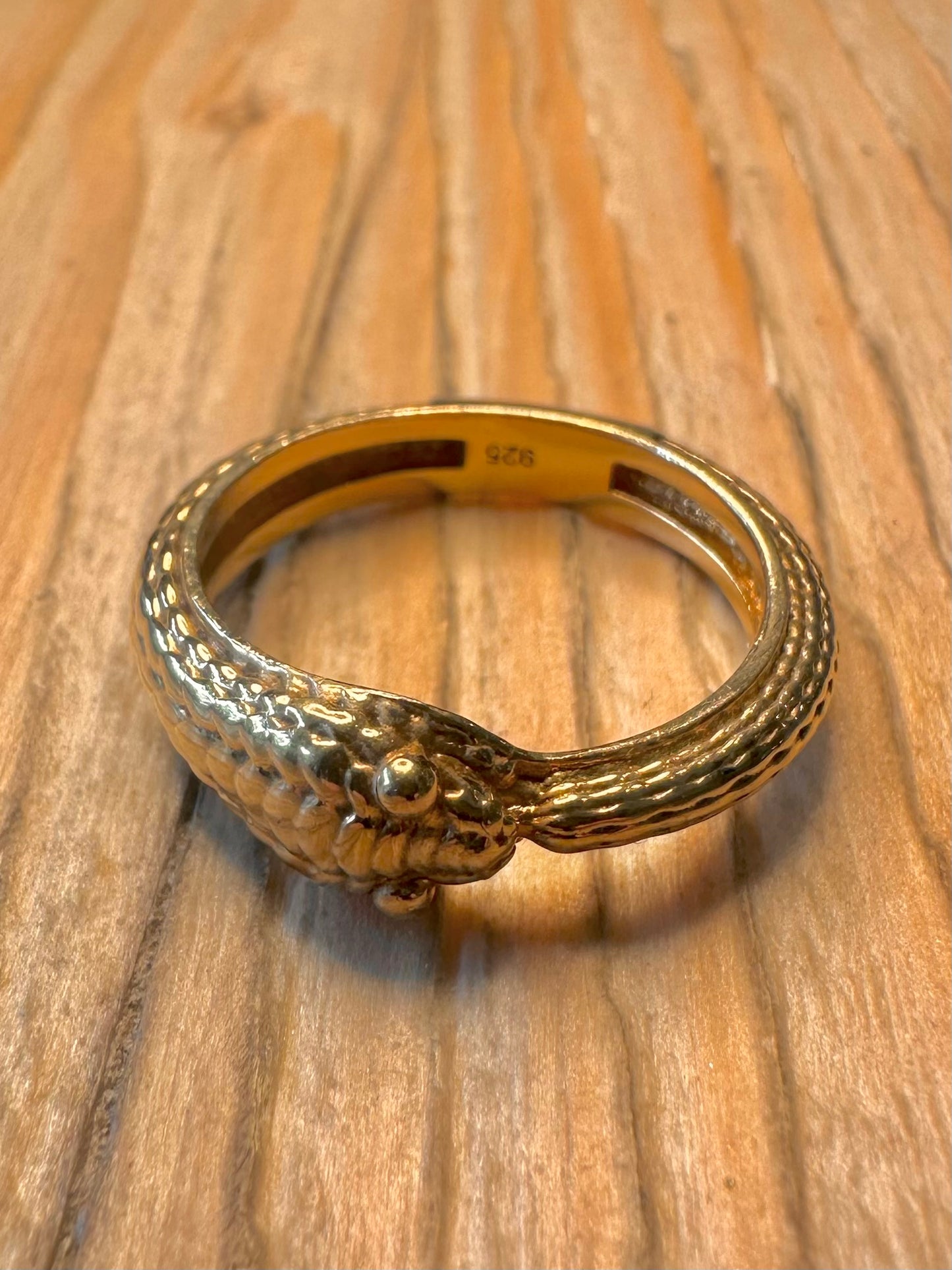 Vintage Snake Gold on 925 Sterling Silver Size P1/2 Ring