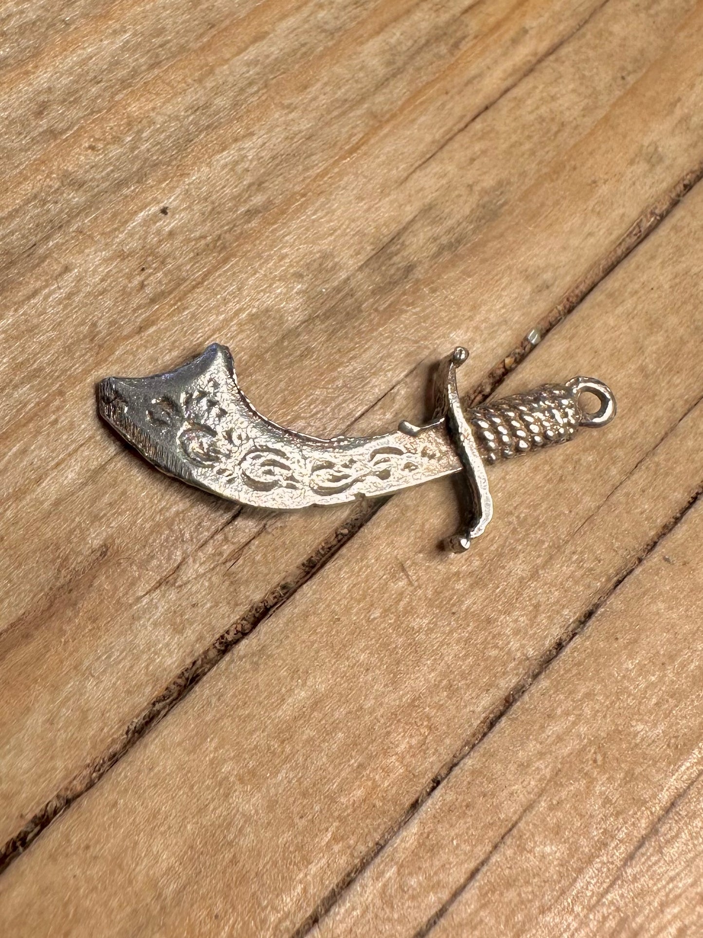 Vintage Arabic Sword 925 Sterling Silver Charm Pendant