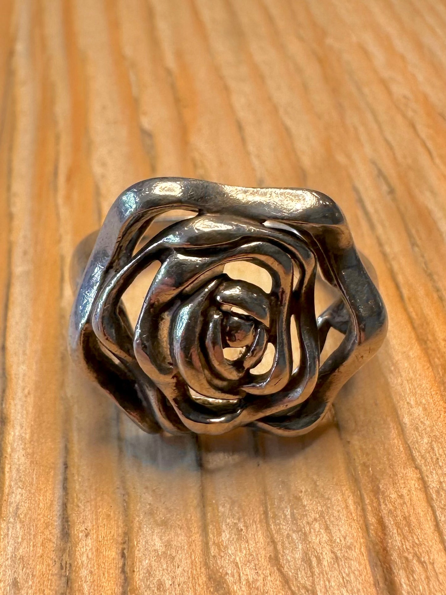 Vintage Abstract Rose 925 Silver Size O Ring