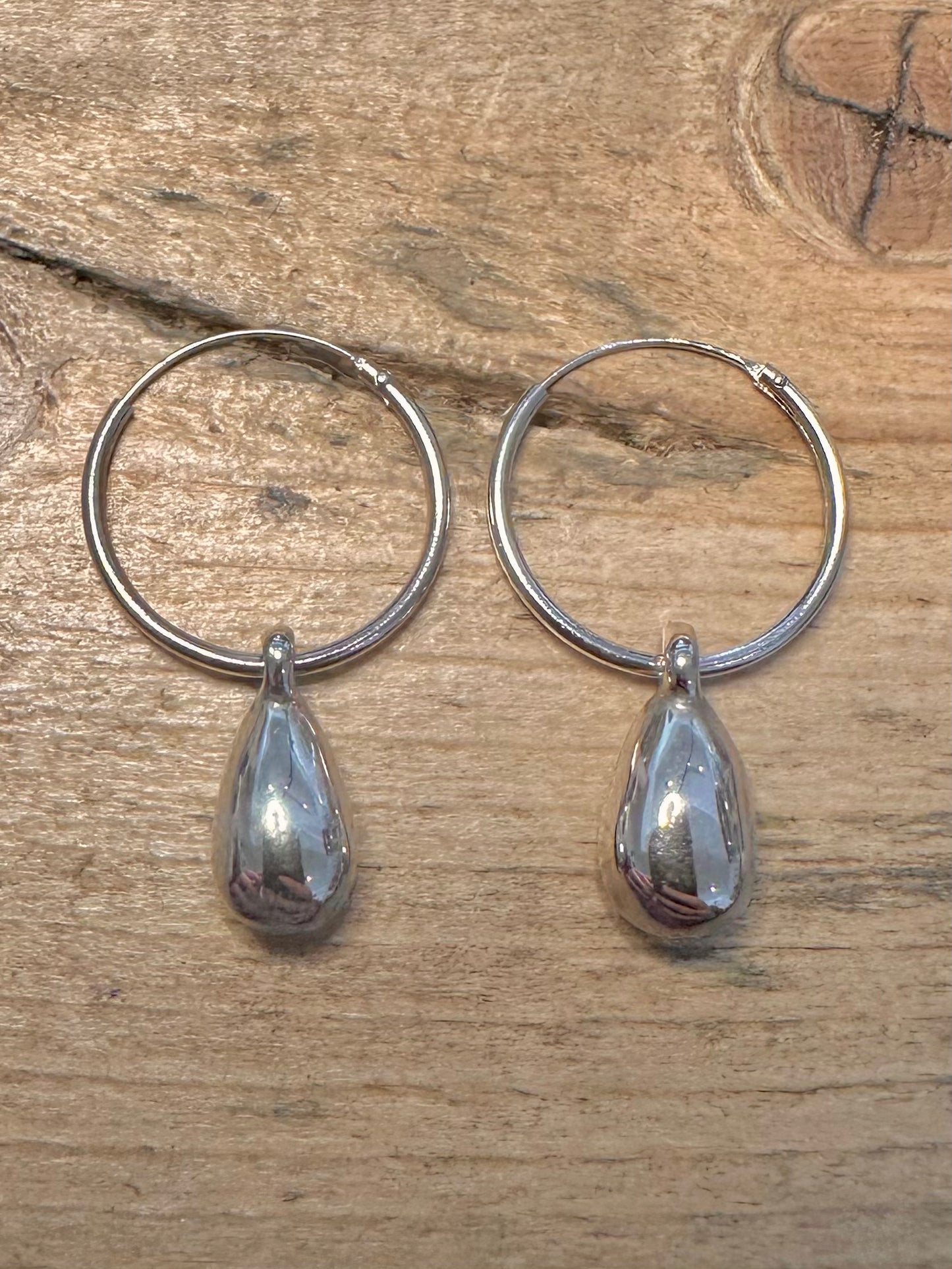 Modern Hoop and Dangle Teardrop 925 Silver Earrings