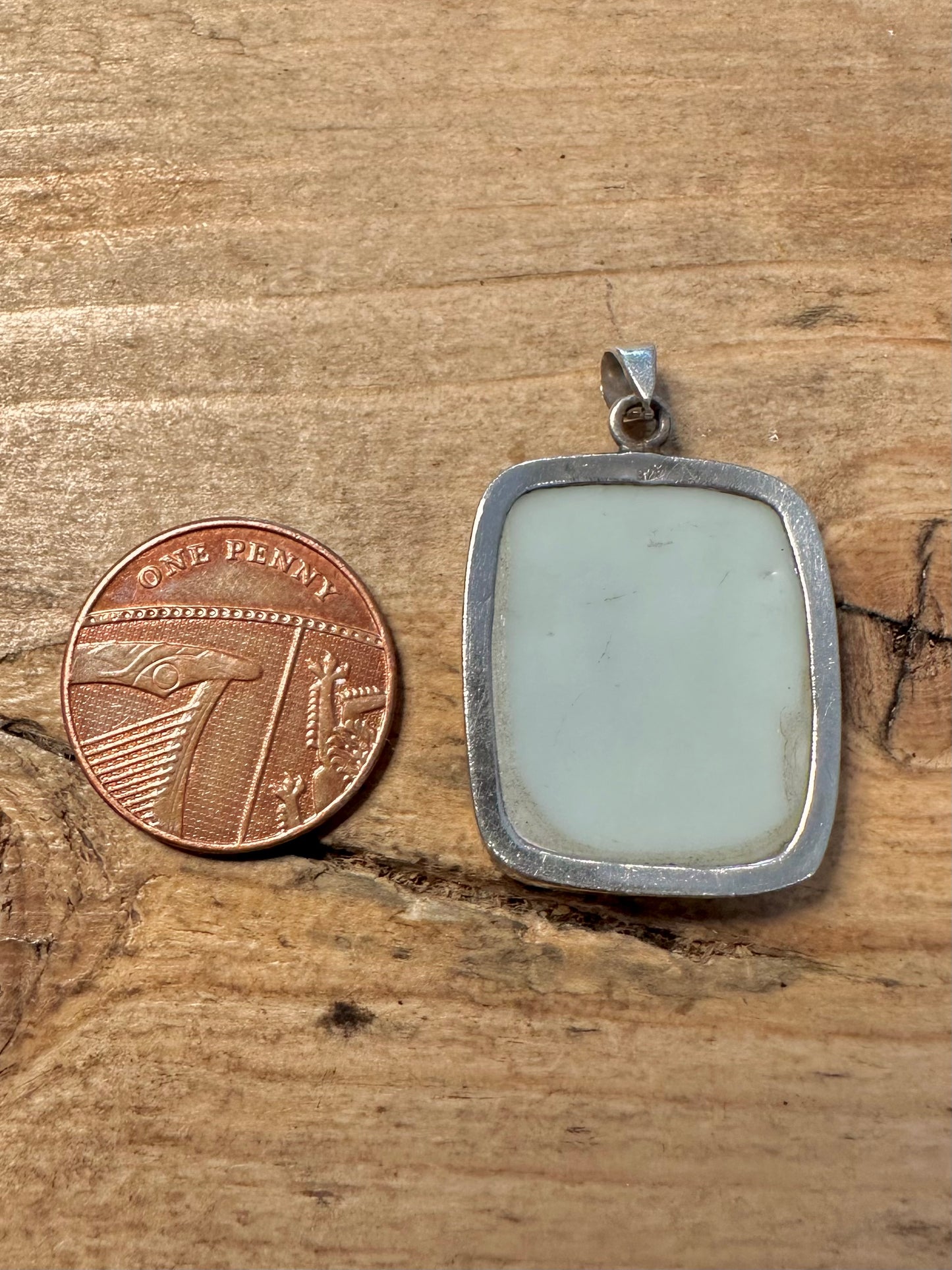 Vintage Ceramic 925 Silver Pendant