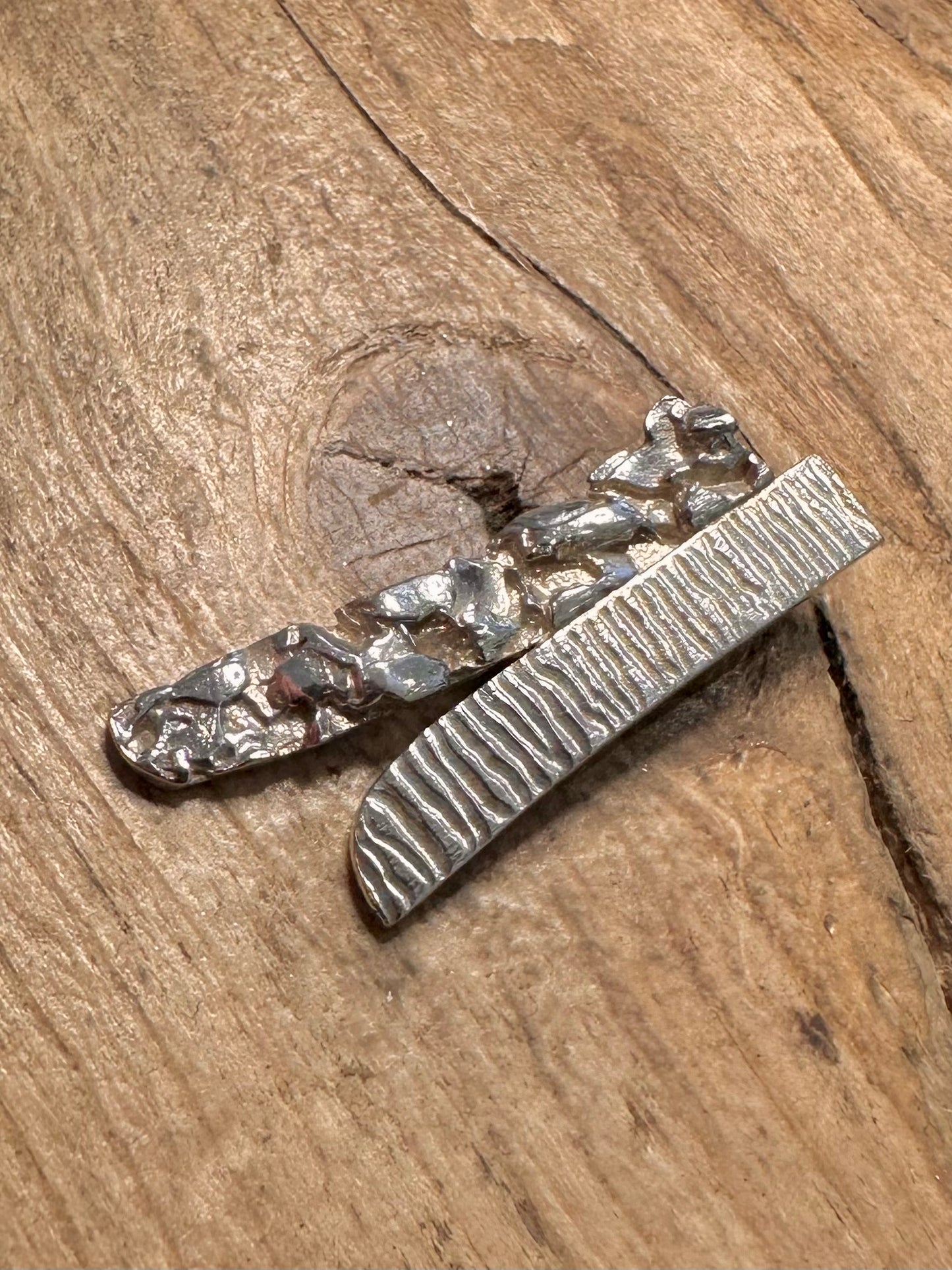 Abstract Textured Bar 925 Silver Pendant
