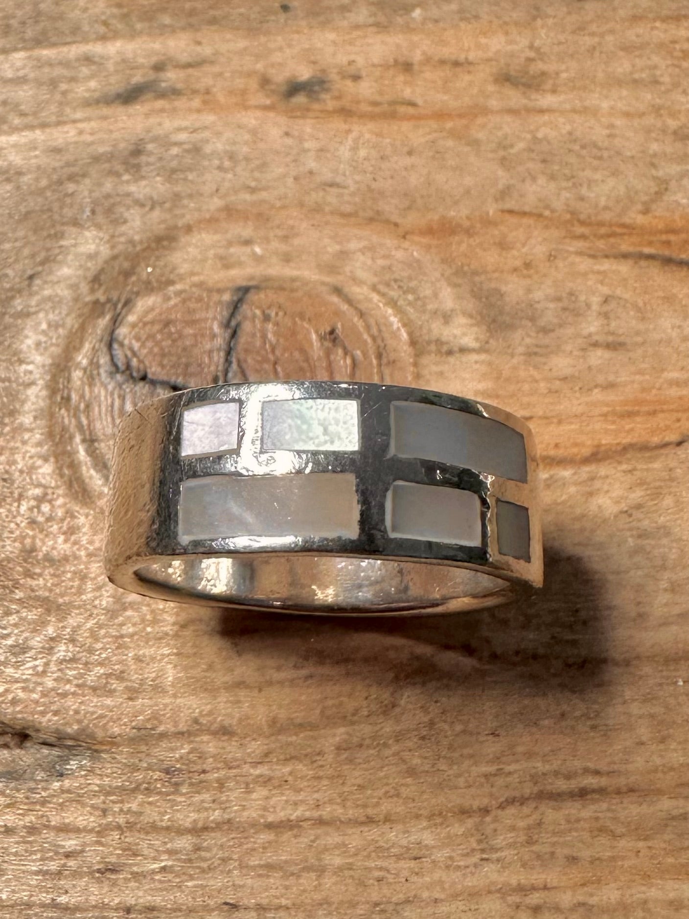Modern Mother of Pearl 925 Silver Size N Ring