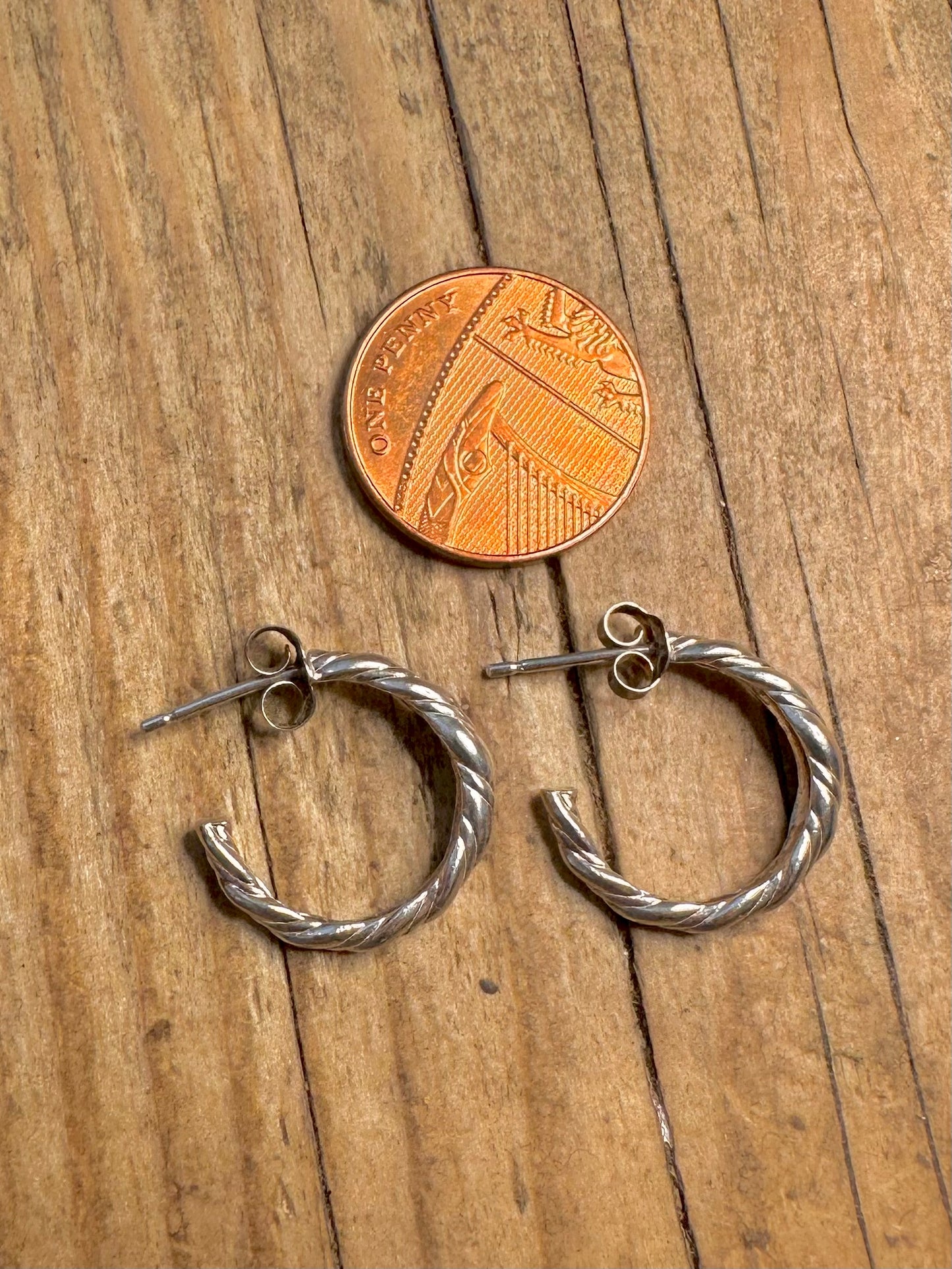 Twisted Half Hoops 925 Sterling Silver Earrings