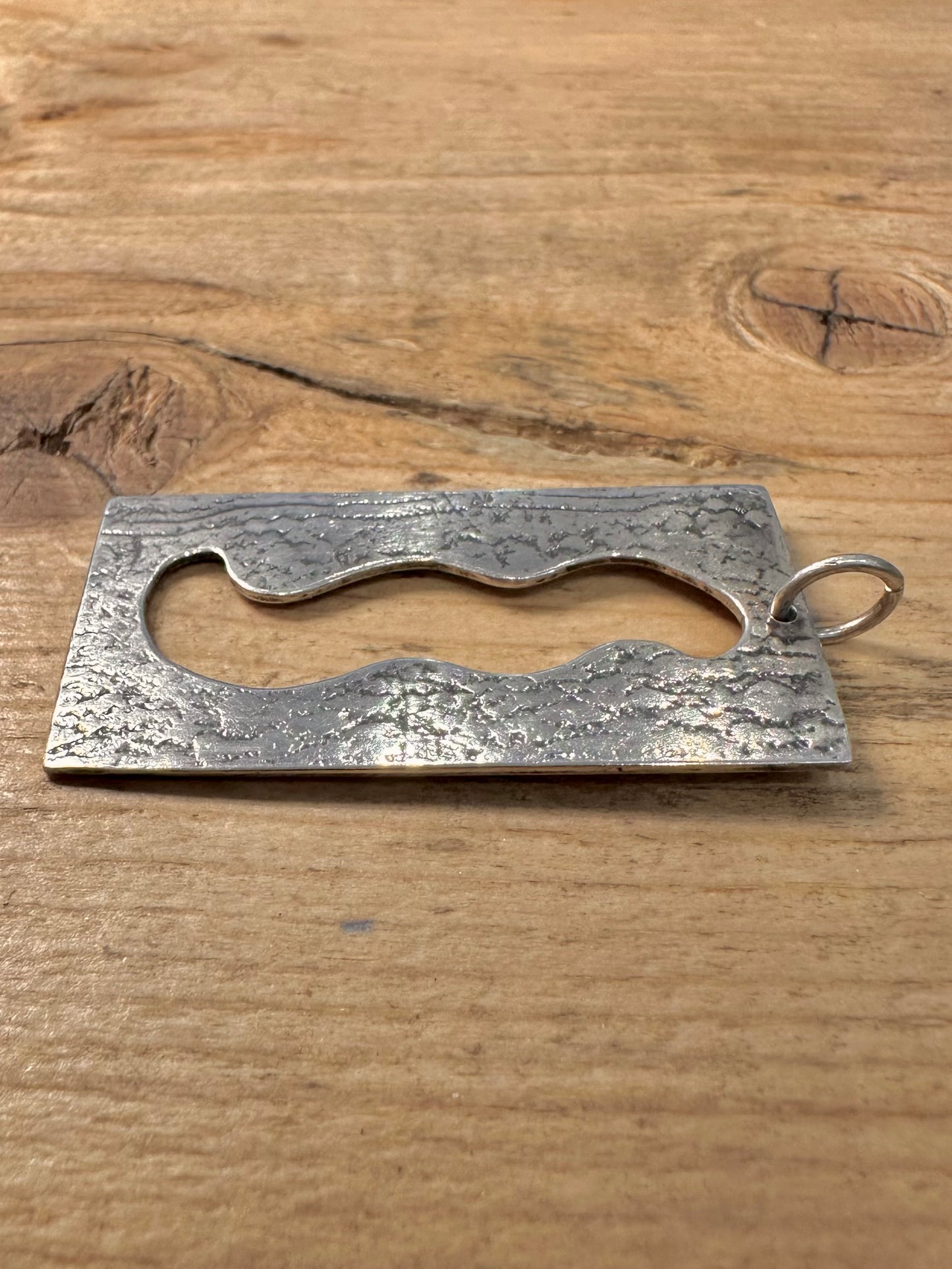Abstract Textured Rectangle 925 Silver Pendant