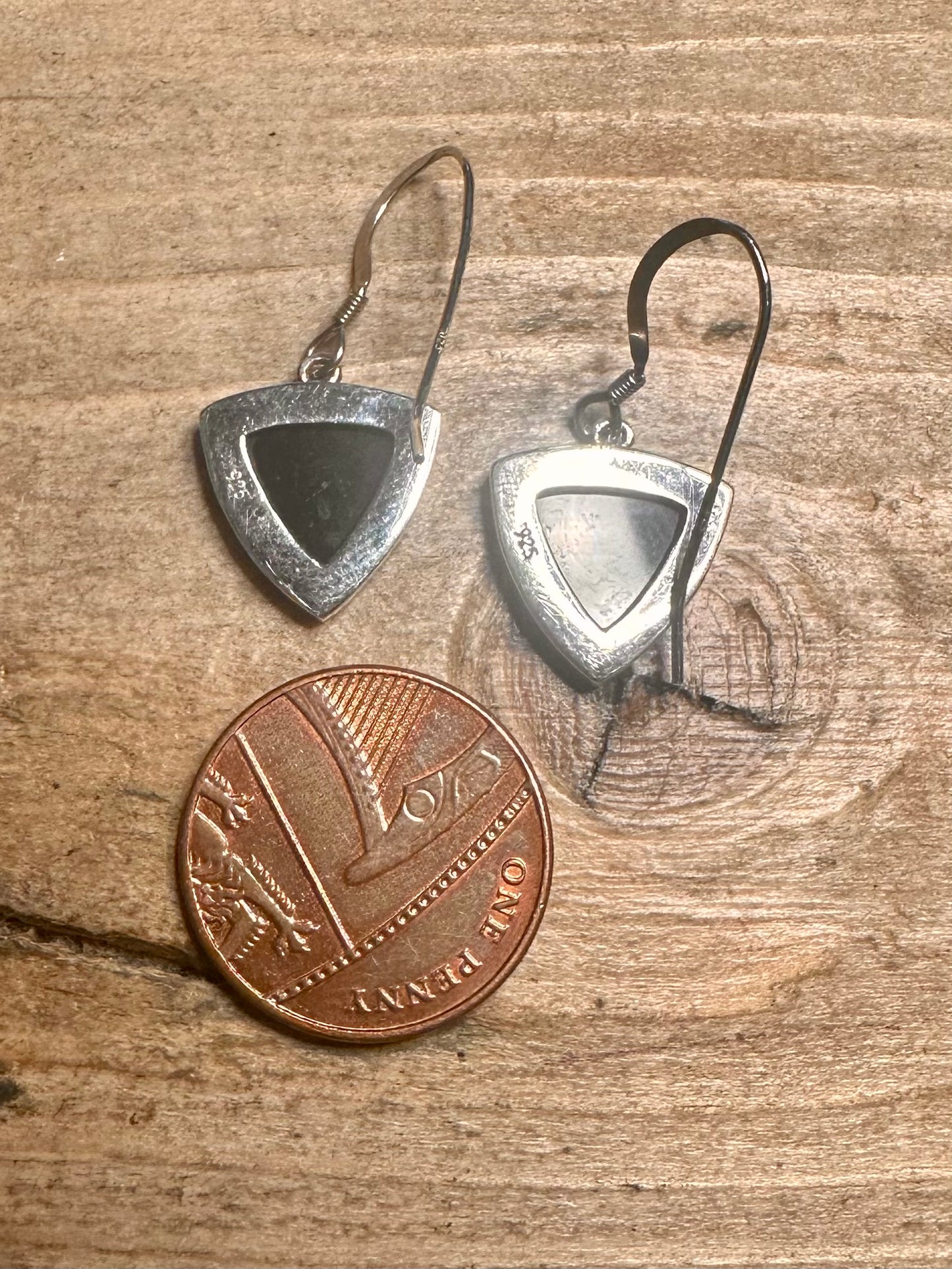 Vintage Black Triangle 925 Silver Earring