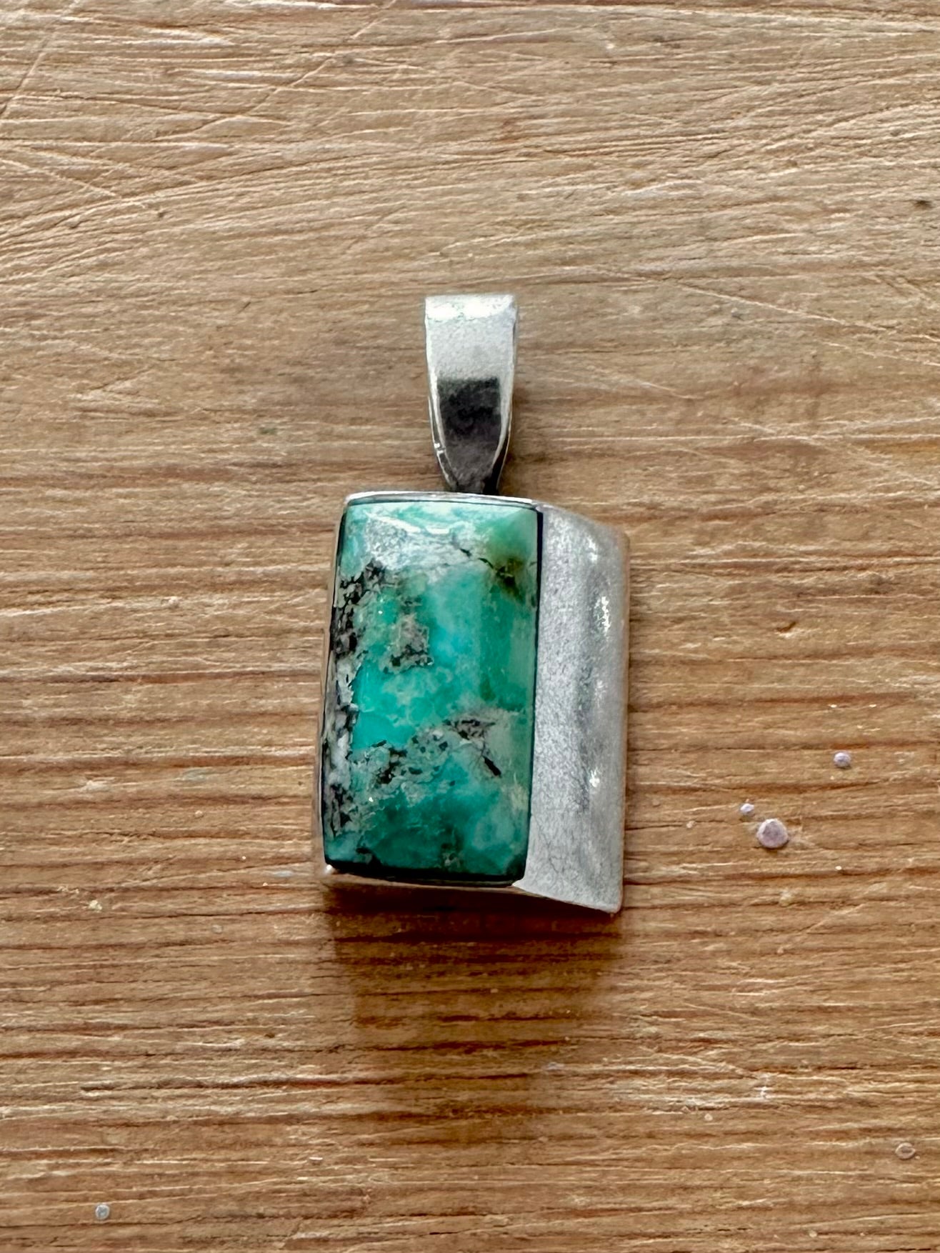 Vintage Native American Turquoise ELN Maker 925 Silver Pendant