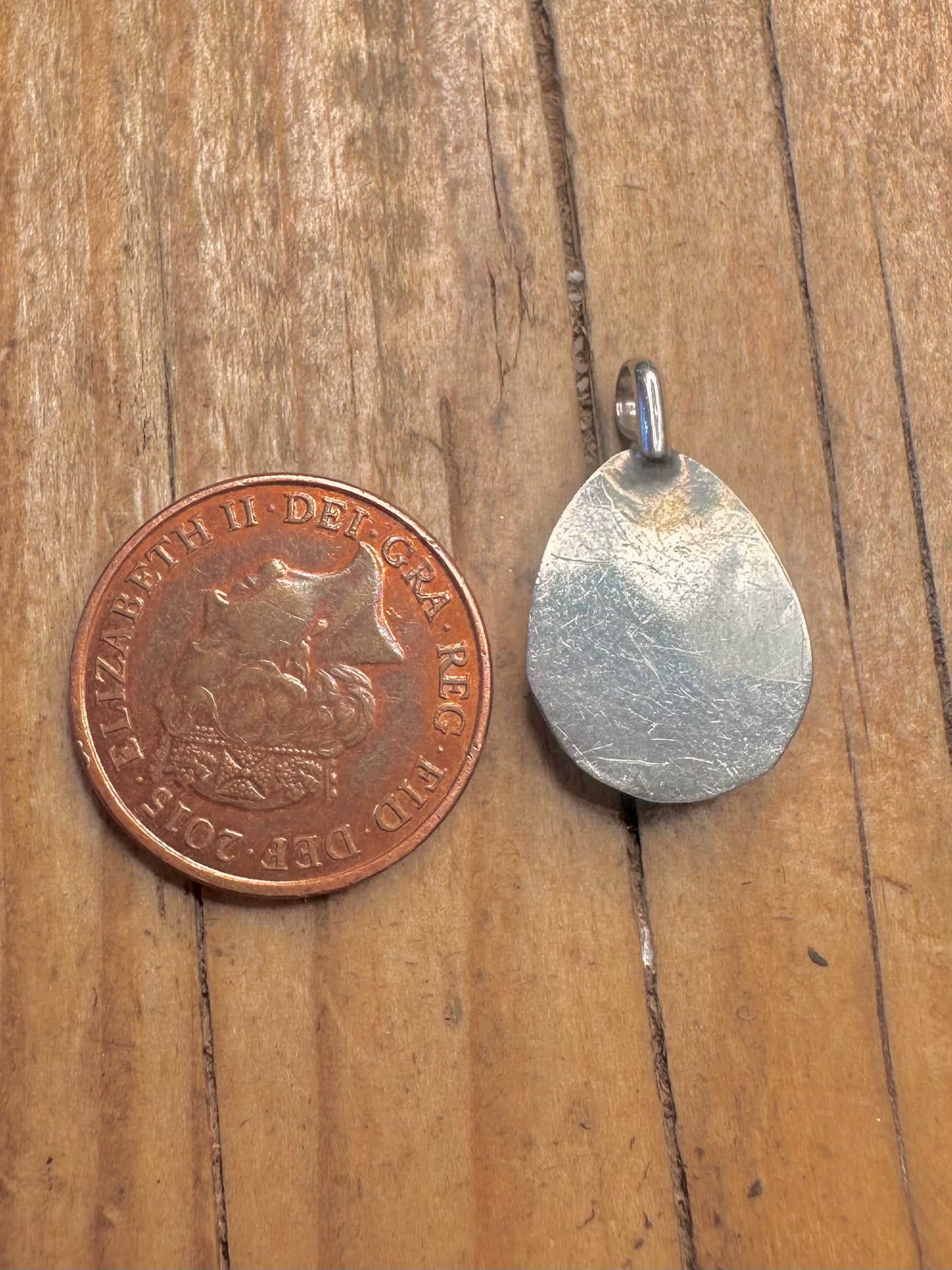 Vintage Navajo Bear Green Stone 925 Sterling Silver Pendant