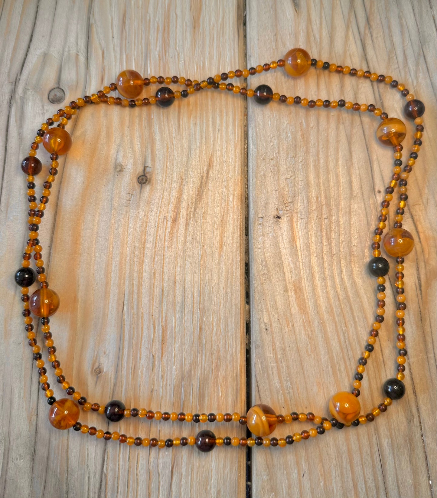 Vintage Amber Bead Costume 26 inch Necklace
