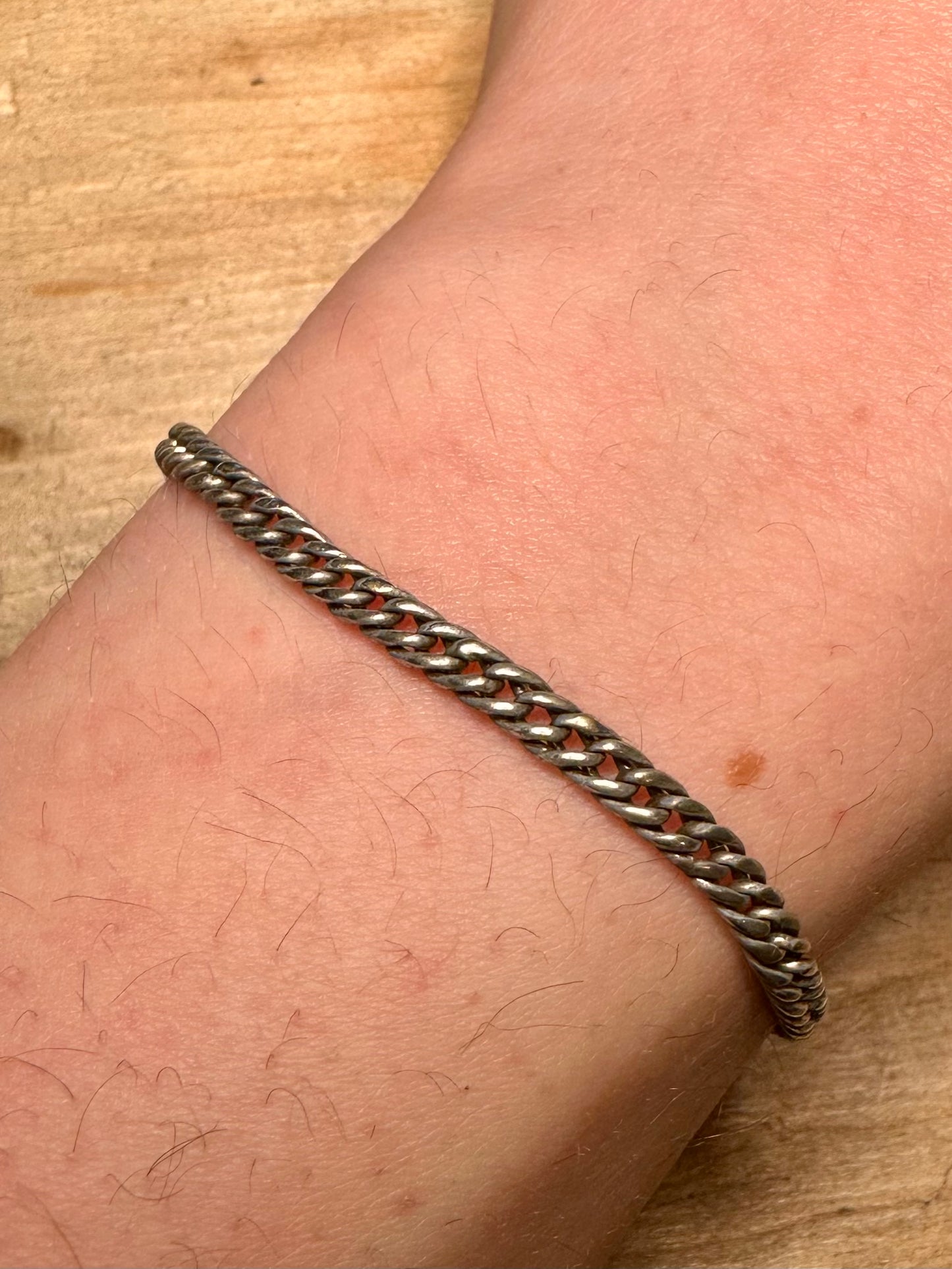 Vintage Curb Chain 925 Silver 7.2 inch Bracelet