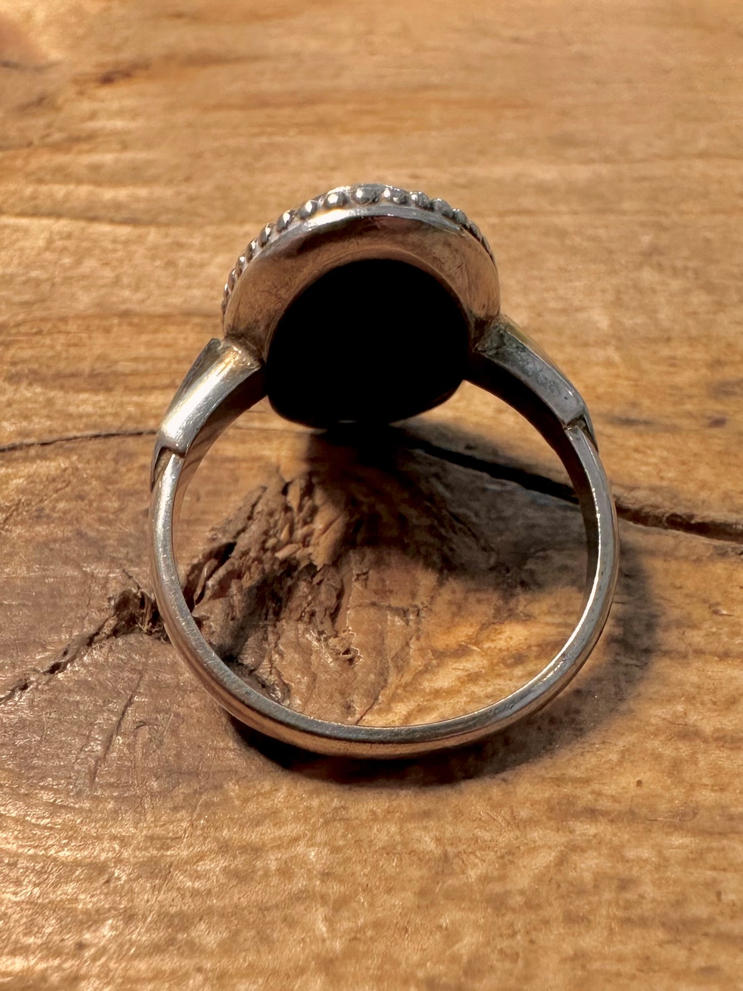 Vintage 1971 Black Wedgwood 925 Silver Size P Ring