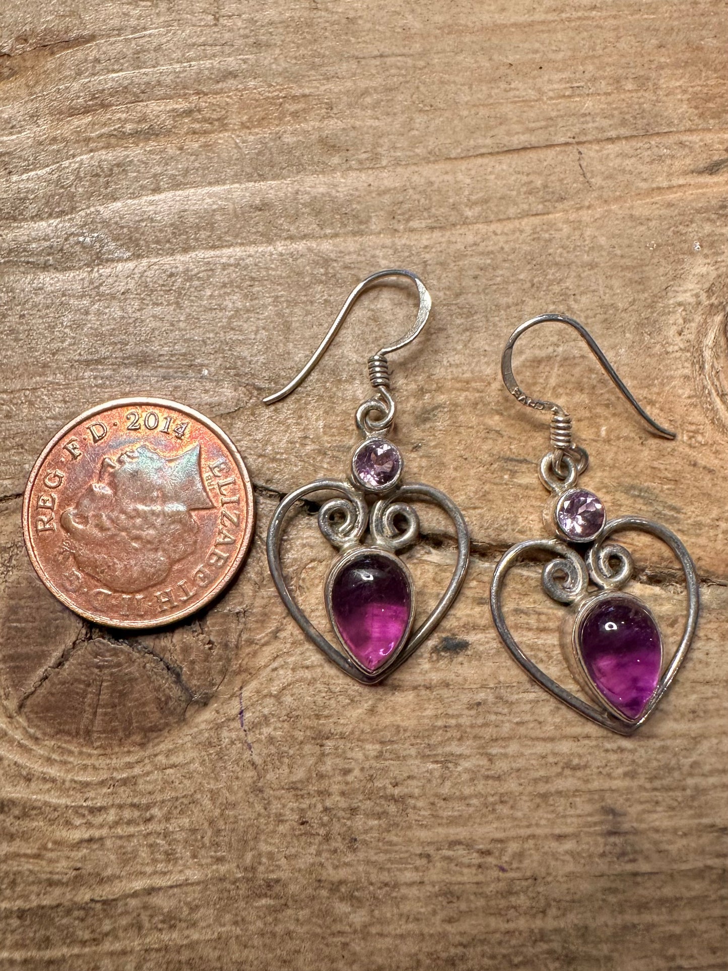 Vintage Amethyst Ornate 925 Silver Earrings