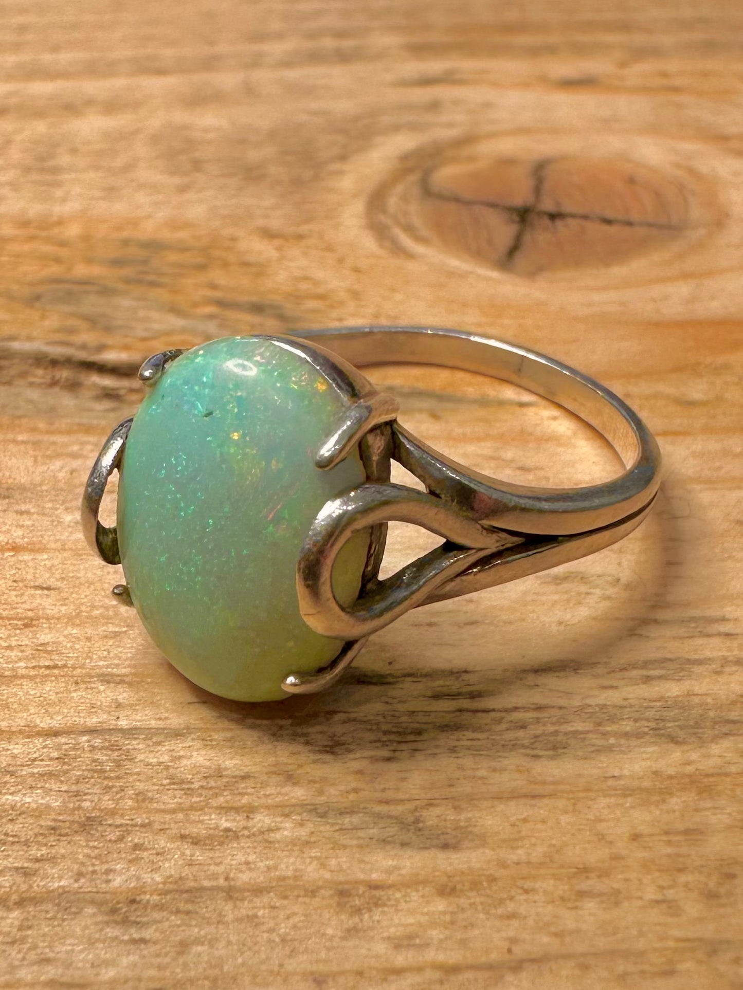 Vintage Opal 925 Silver Size U Ring