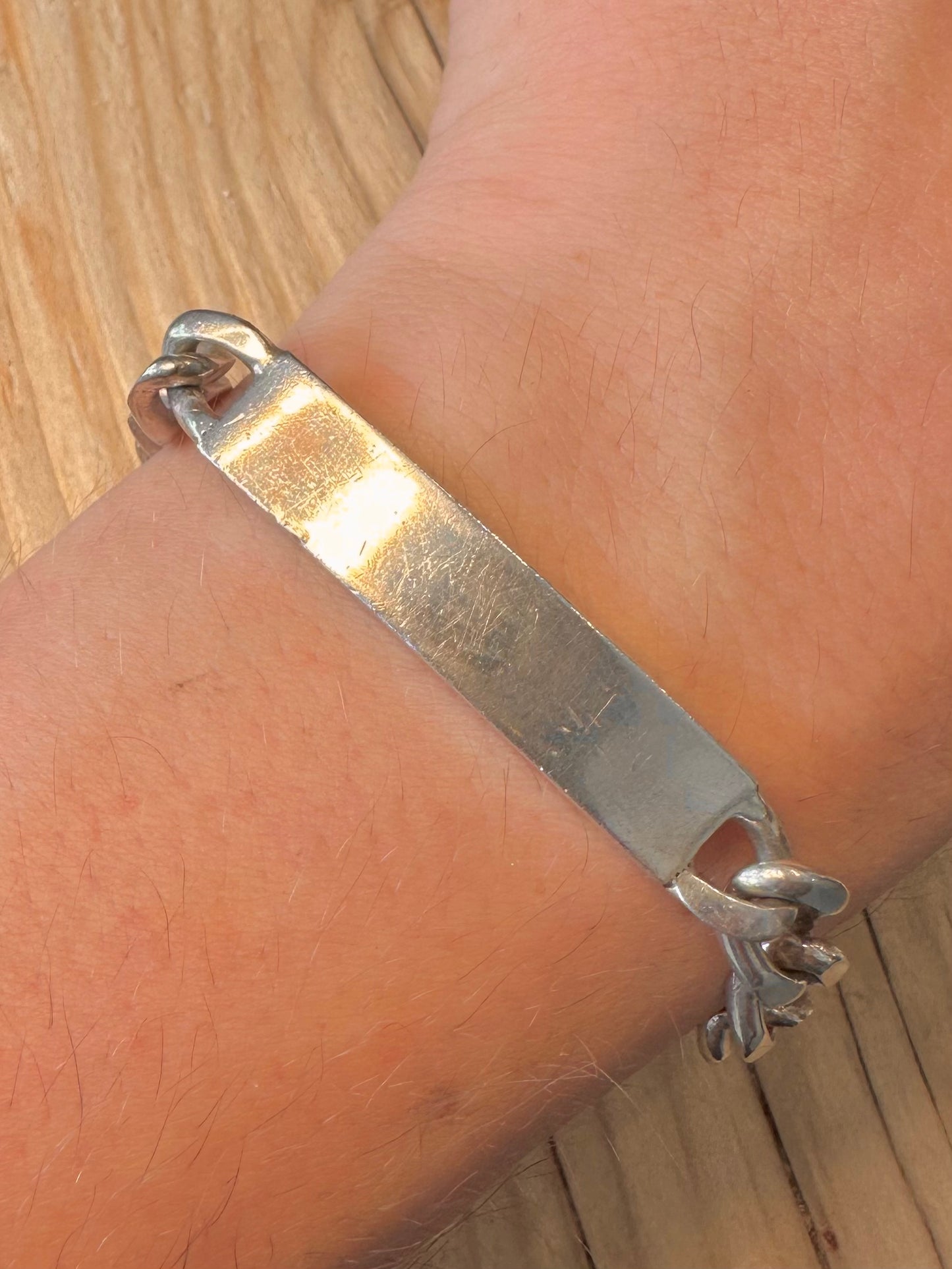 Vintage Identity Curb Chain 925 Silver 8.1 inch Bracelet