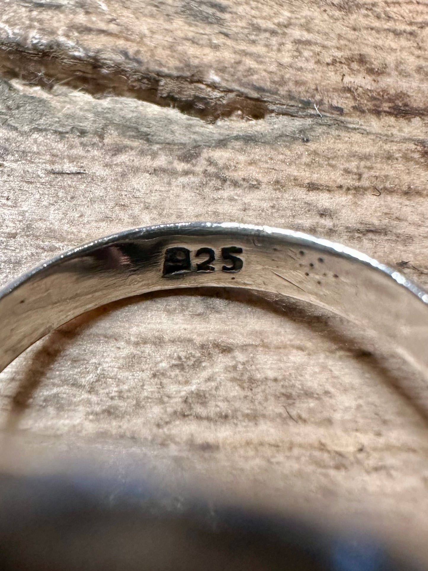 Vintage Blue Stone 925 Silver Size P Ring