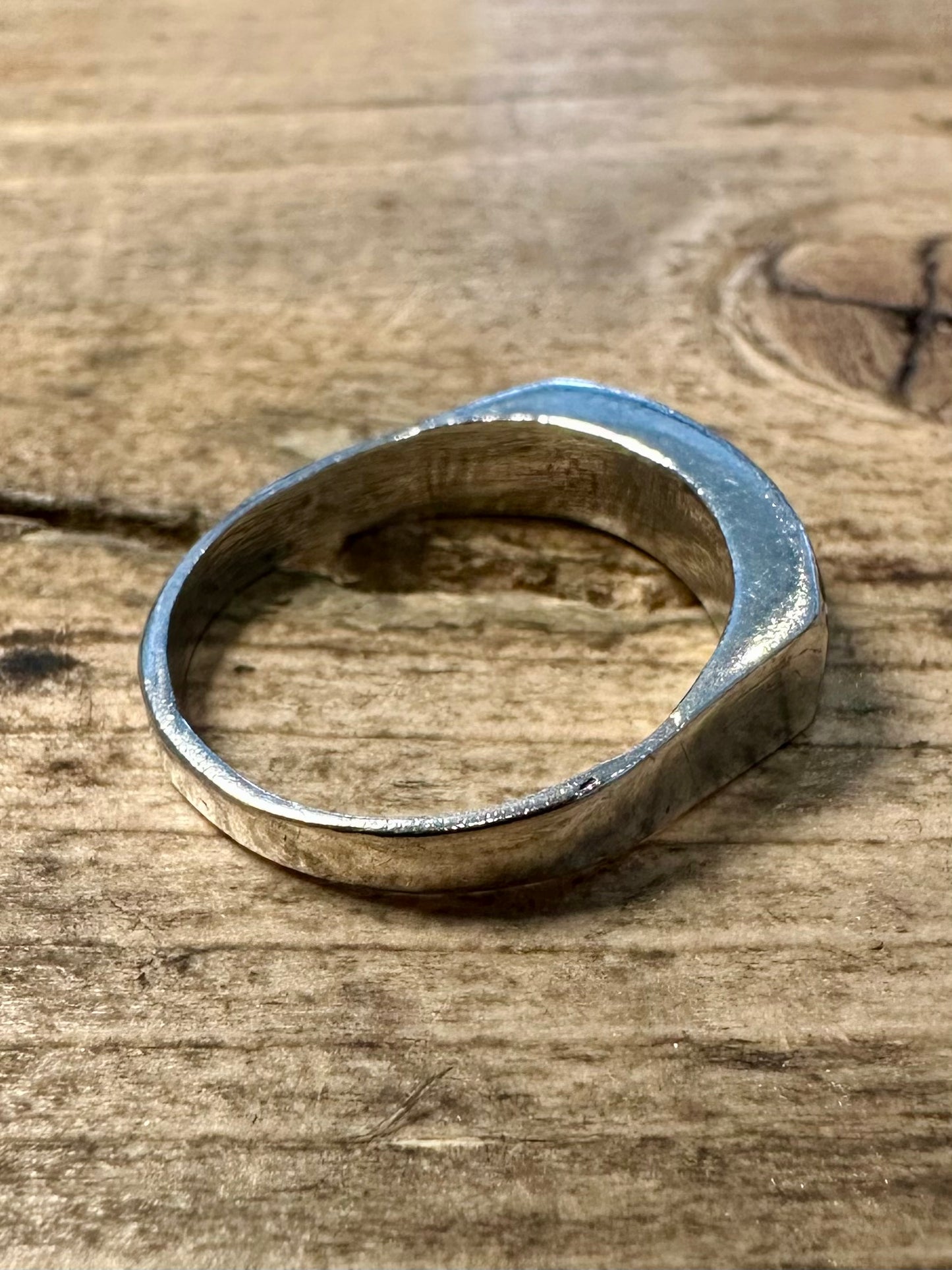 Vintage Turquoise Inlay 925 Silver Size P Ring