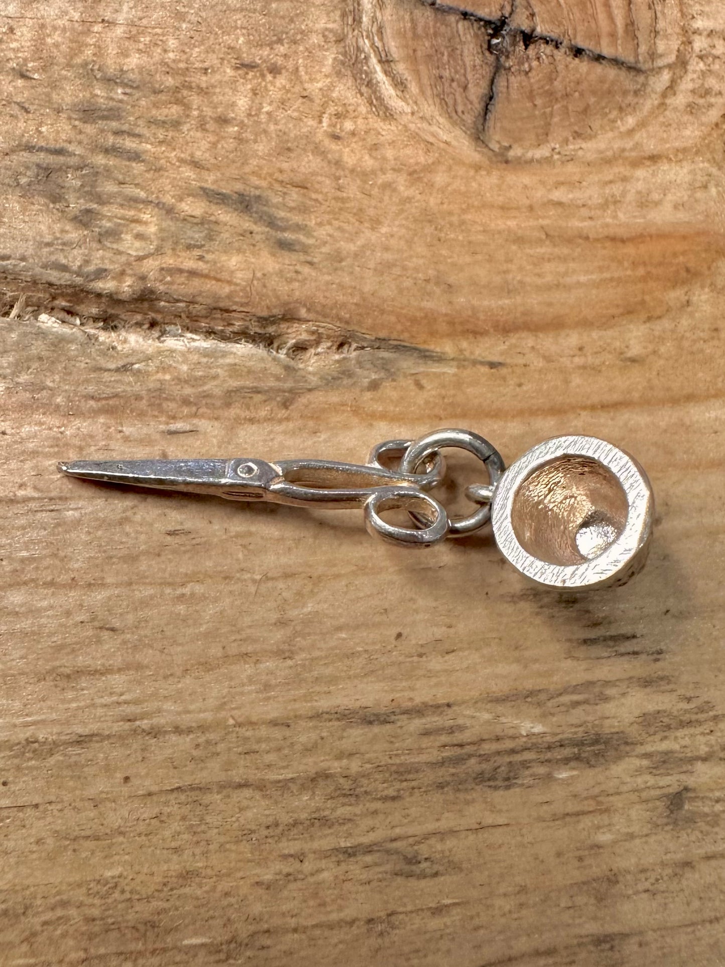 Vintage Scissors and Thimble 925 Silver Pendant