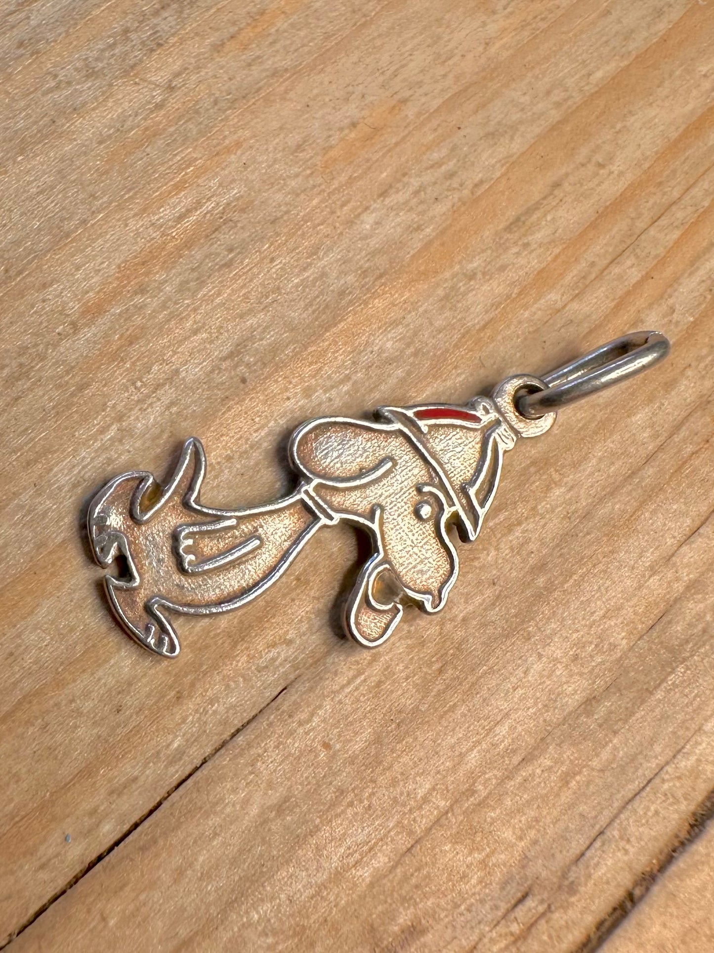 Vintage Rare Snoopy 925 Sterling Silver Maker MG Pendant