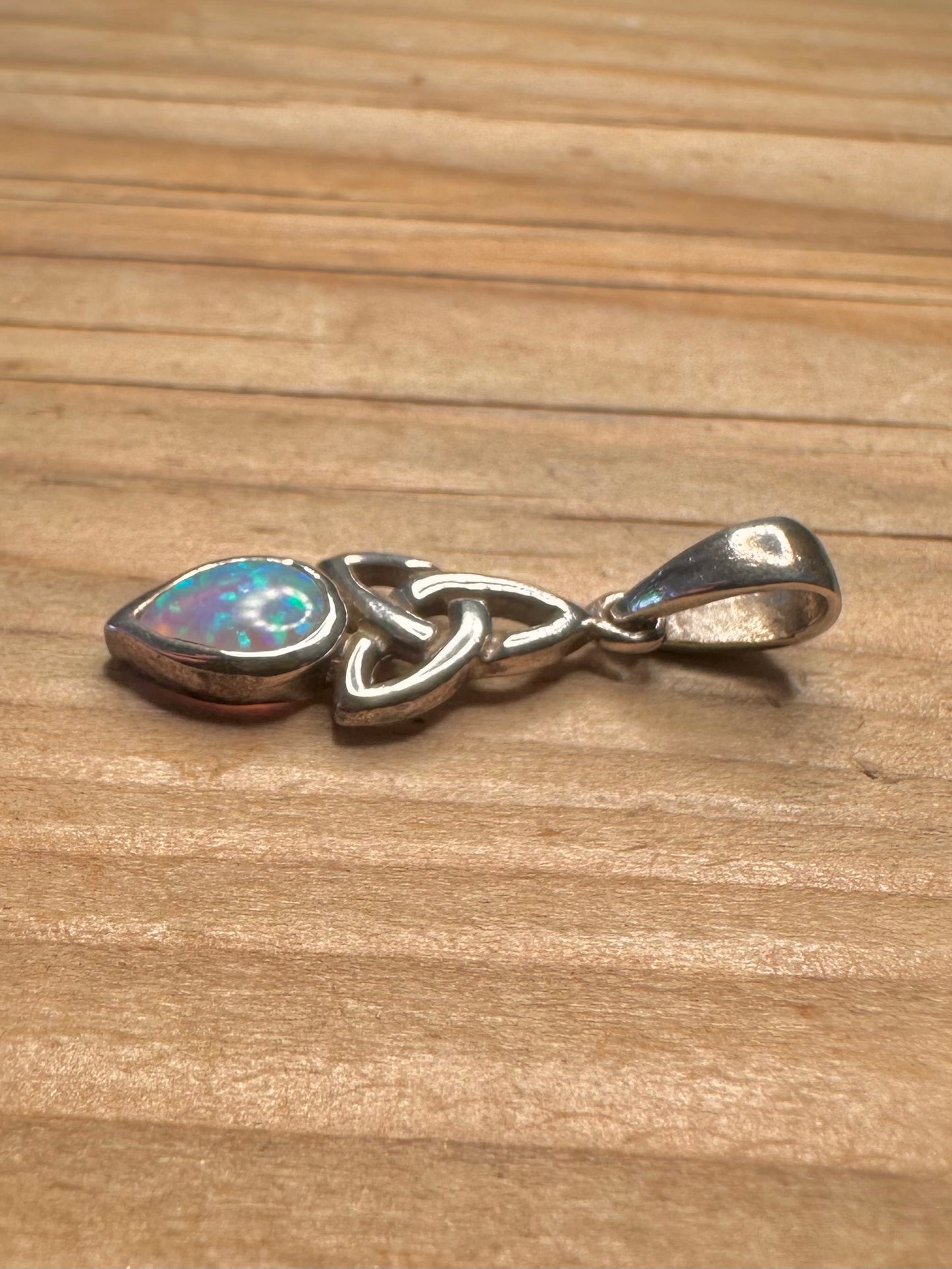 Vintage Opal Celtic 925 Sterling Silver Pendant