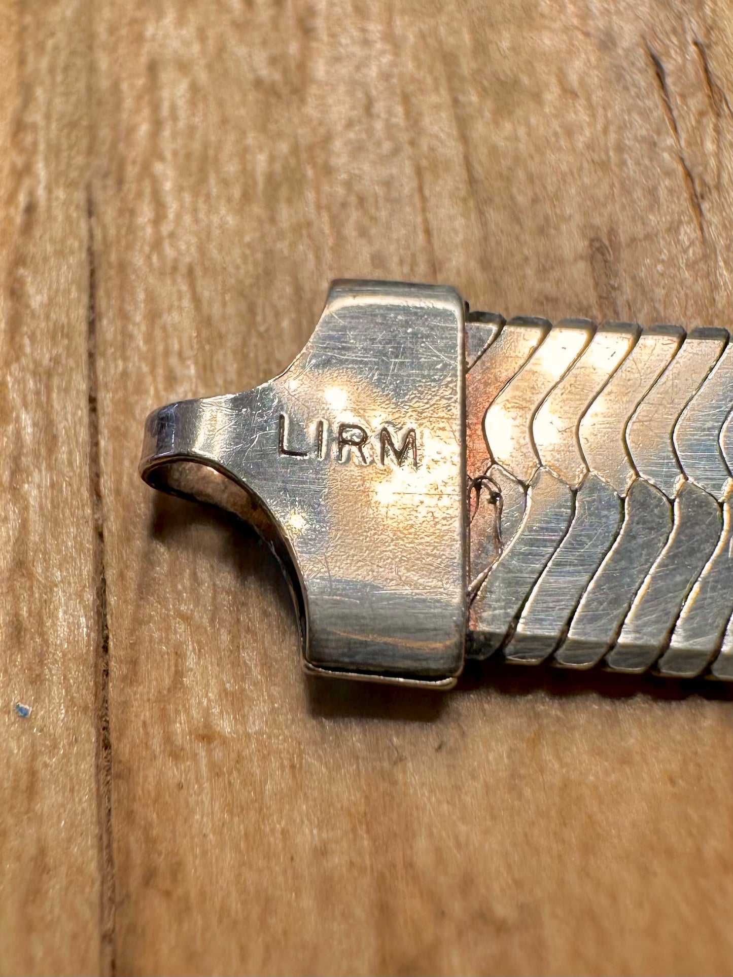 Modernist Herringbone Italy 925 Sterling Silver 8 inch Bracelet