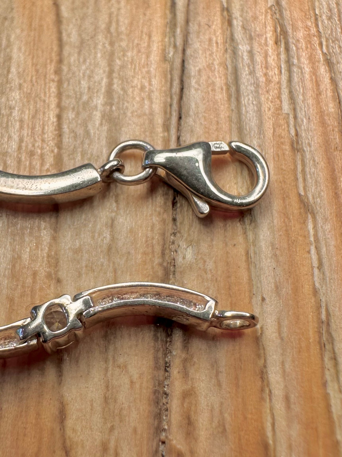 Modern Wavy CZ 925 Sterling Silver 7.8 inch Bracelet