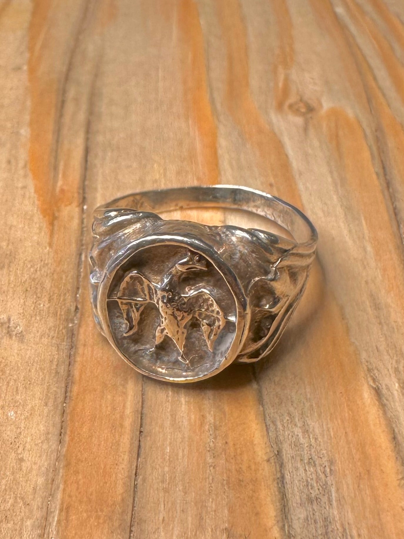 Vintage Eagle Signet 925 Silver Size S1/2 Ring