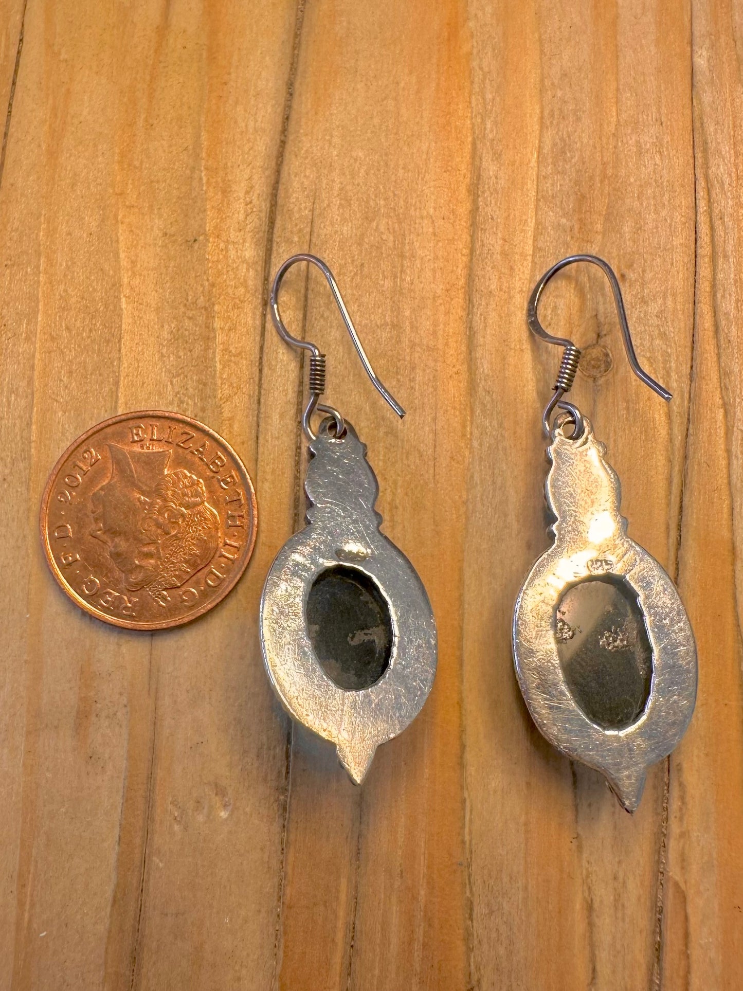 Vintage Onyx Ornate Dangle 925 Sterling Silver Earrings