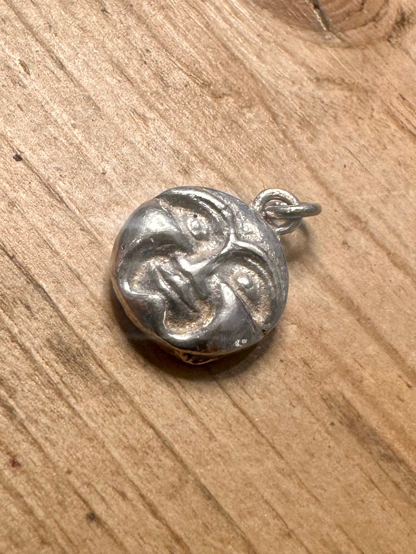 Vintage Moon Face 925 Silver Pendant