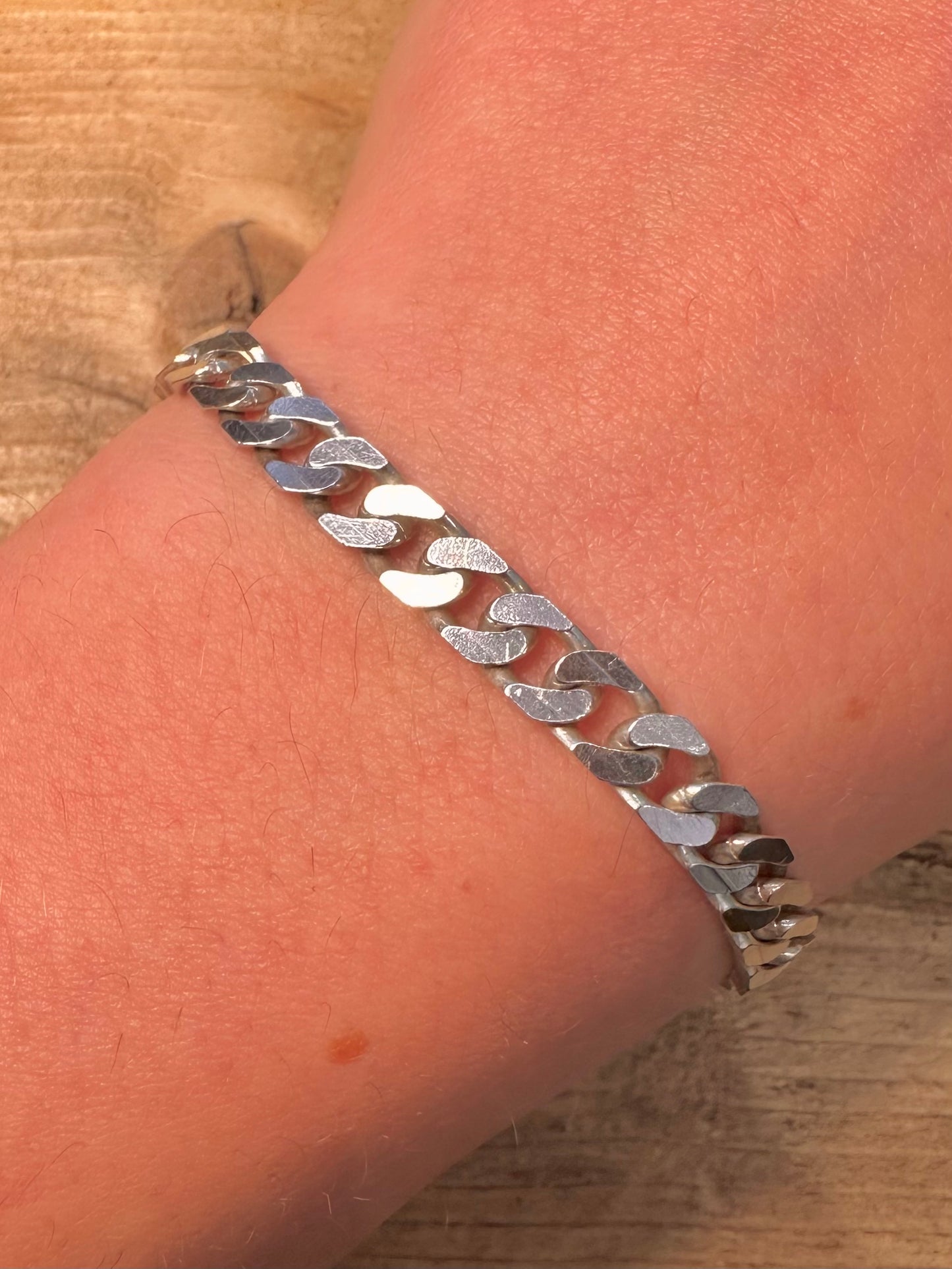 Vintage Curb Chain 925 Silver London 7.5 inch Bracelet