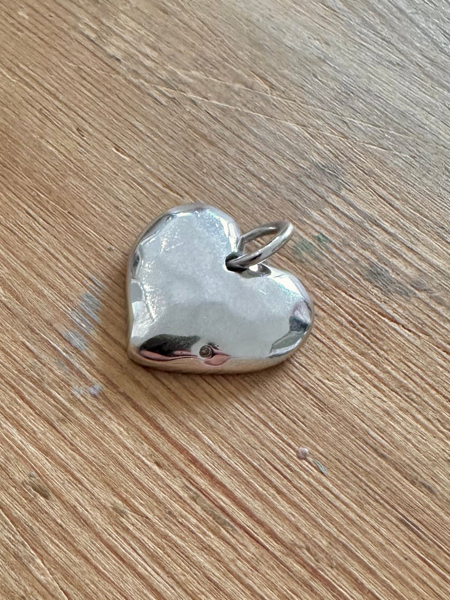 Modern Diamond Hammered Heart 925 Silver Pendant