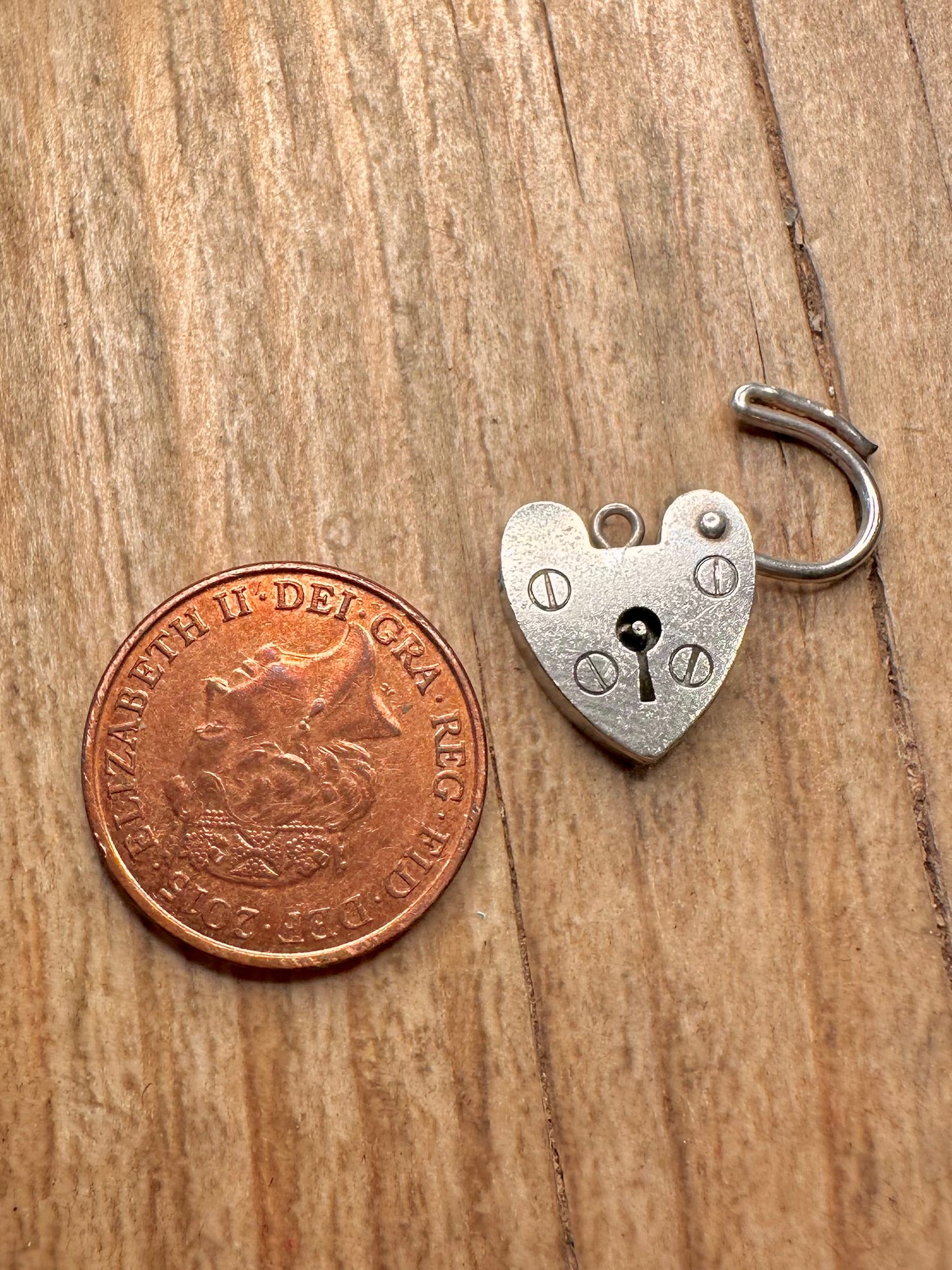 Vintage 1977 Heart Padlock 925 Sterling Silver Pendant