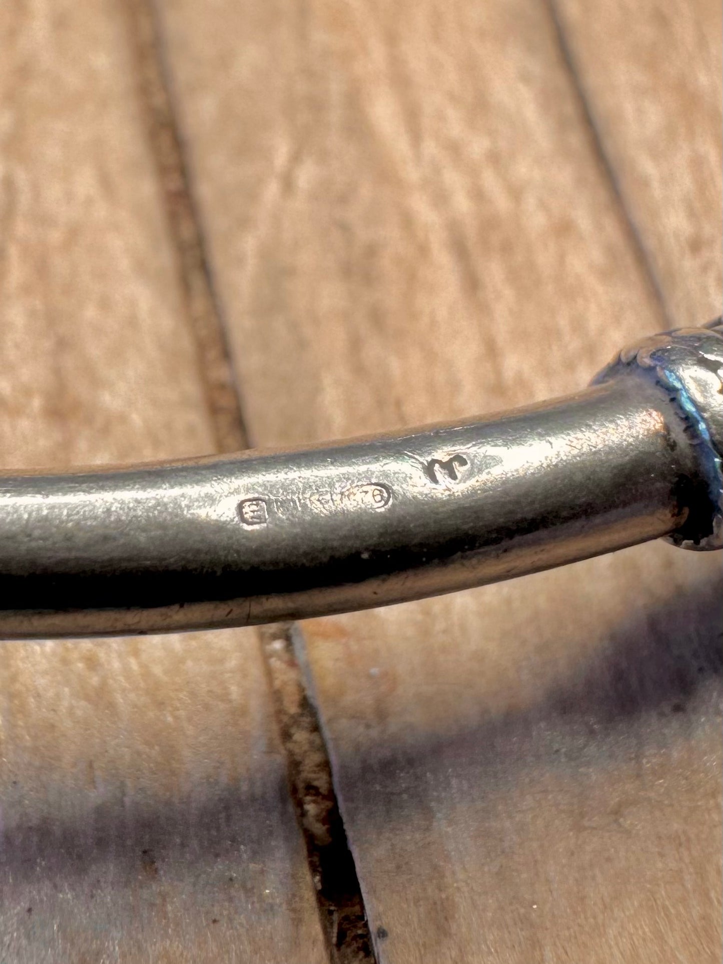 Vintage Tribal Ball 925 Sterling Silver Bangle