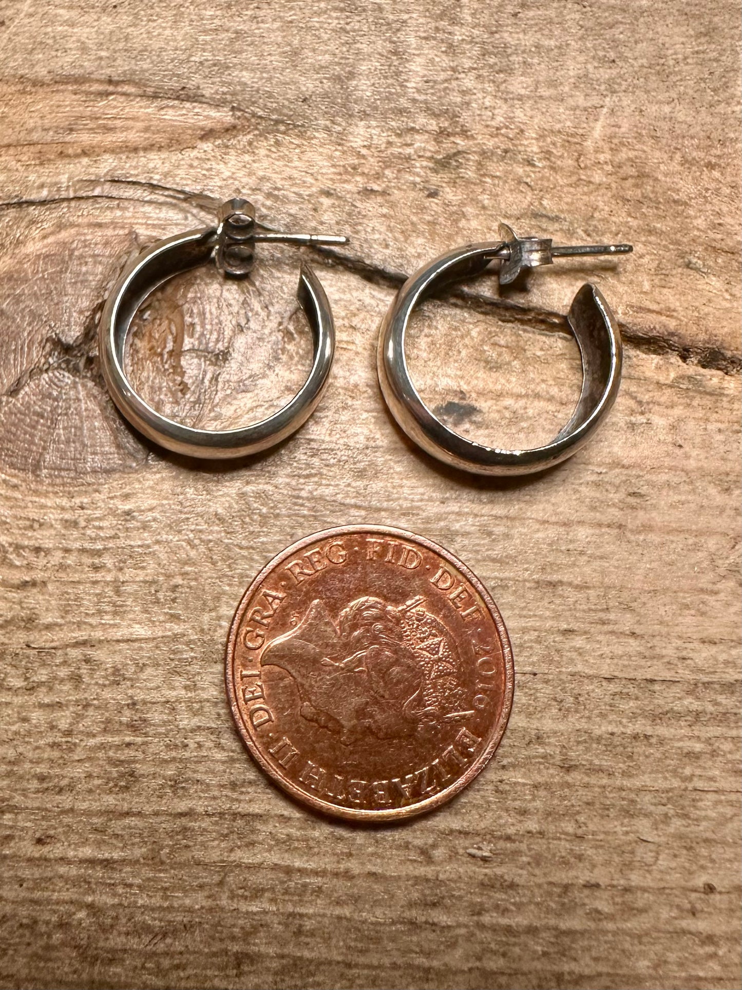 Vintage Smooth Half Hoops 925 Silver Earrings