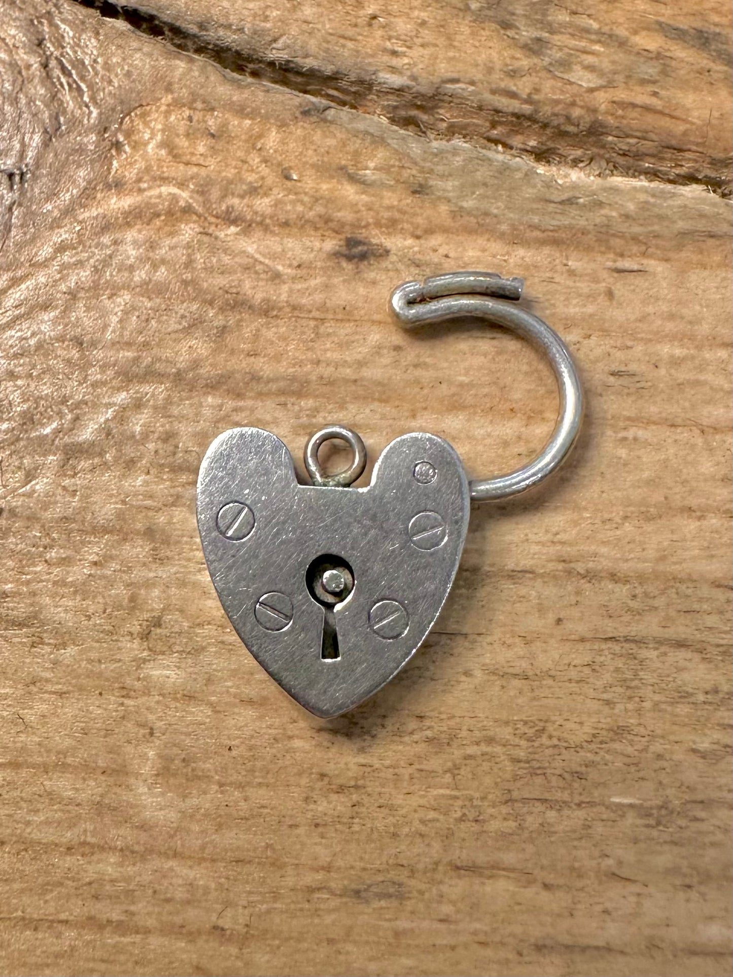 Vintage Heart Padlock 925 Silver Pendant