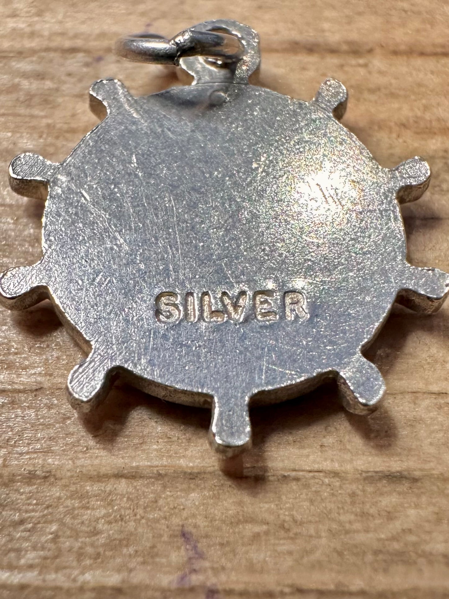 Vintage Ship Captains Wheel 925 Silver Charm Pendant
