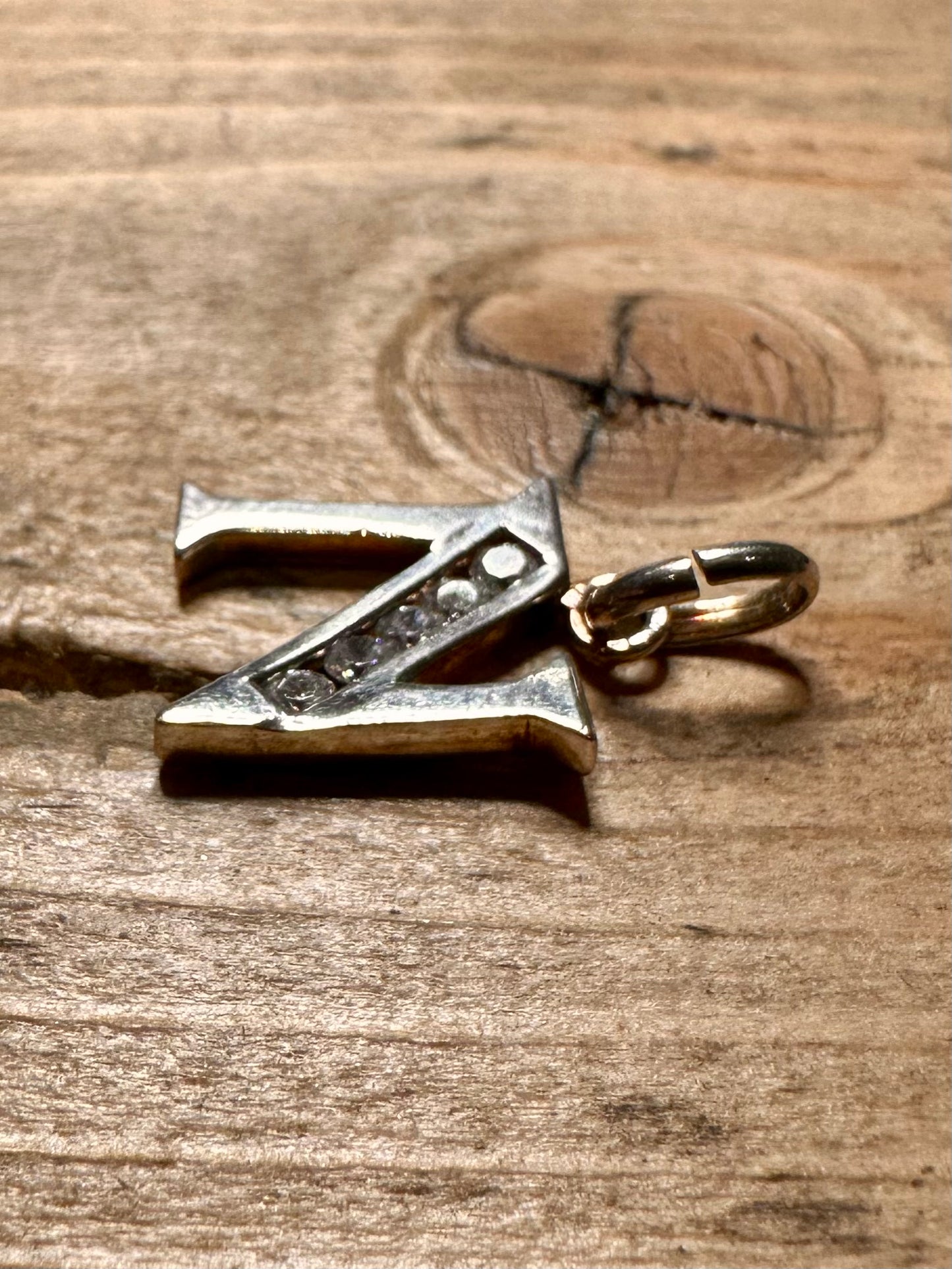 Modern Letter N CZ Stone 925 Silver Pendant