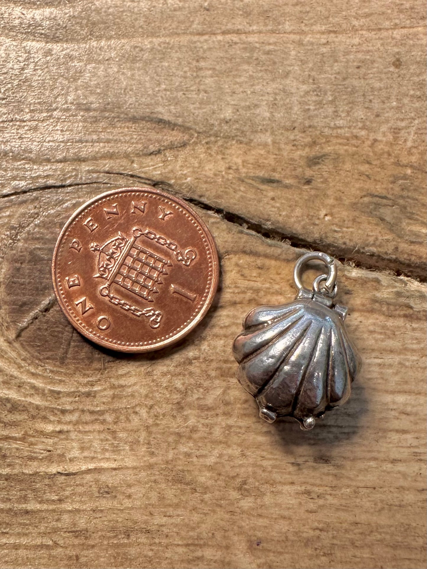 Vintage Shell with Pearl 925 Silver Charm Pendant