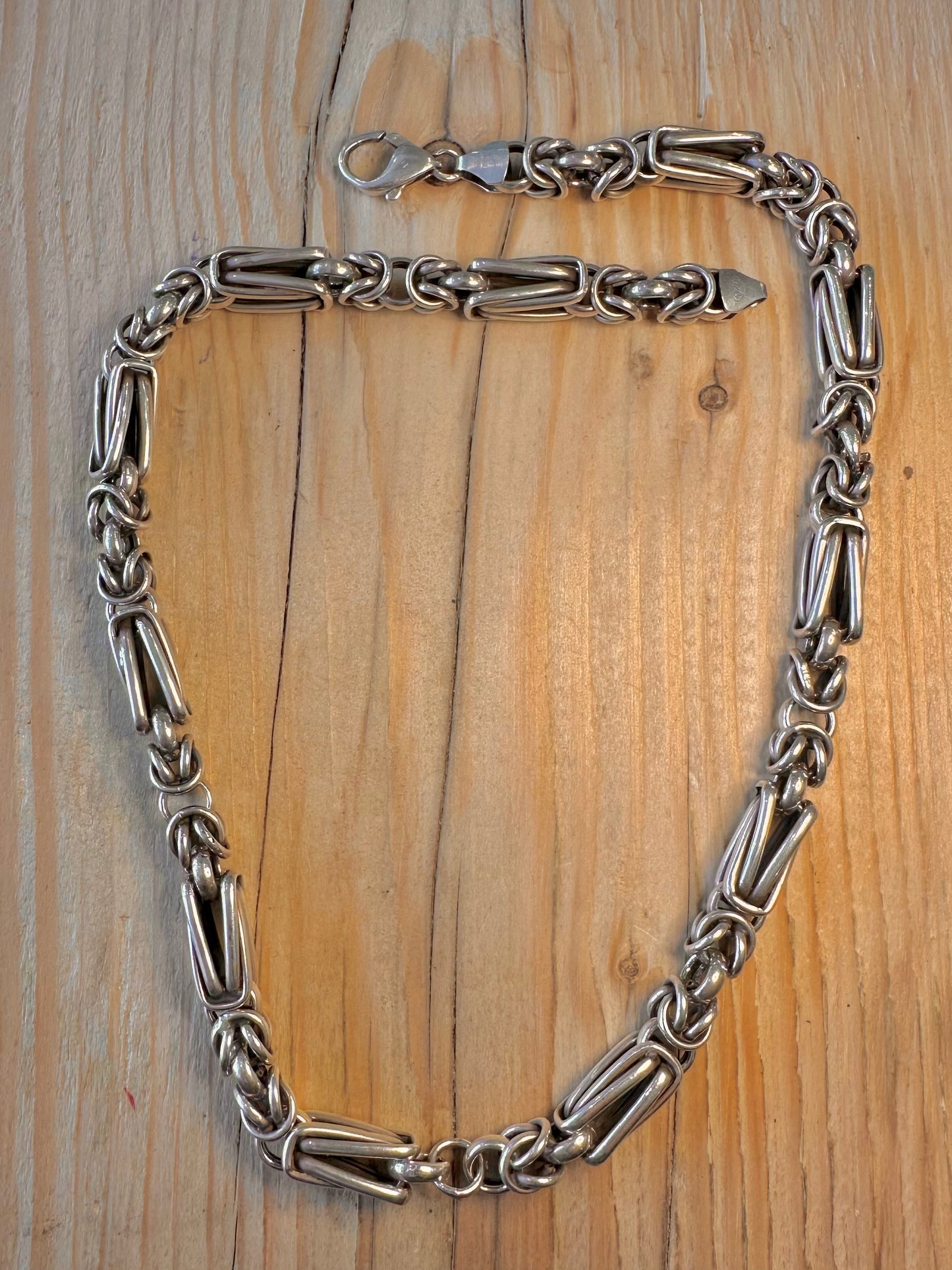 Vintage Chunky Byzantine Chain 925 Sterling Silver 21 inch Necklace